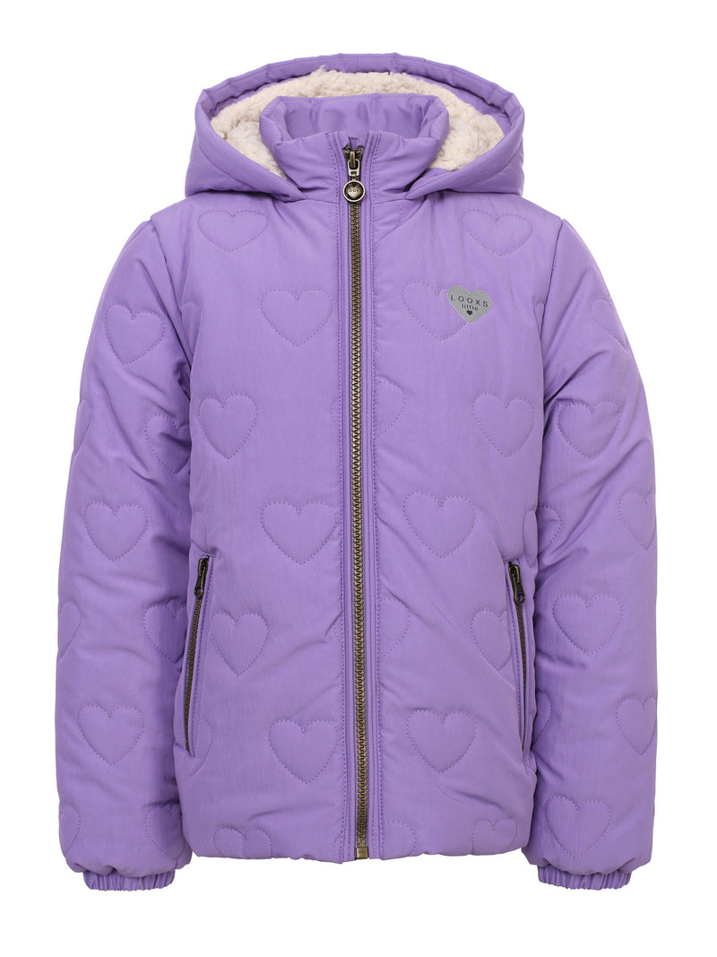 Meisjes Quilted Hearts Outerwear Jack van LOOXS Little in de kleur BRIGHT LILAC in maat 128.