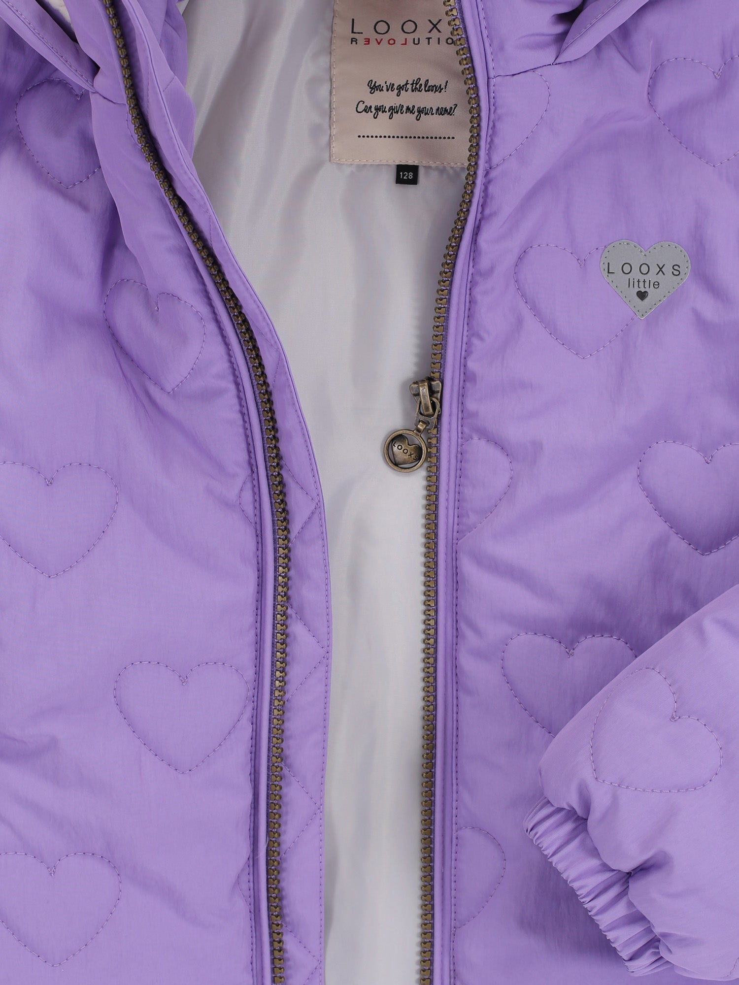 Meisjes Quilted Hearts Outerwear Jack van LOOXS Little in de kleur BRIGHT LILAC in maat 128.