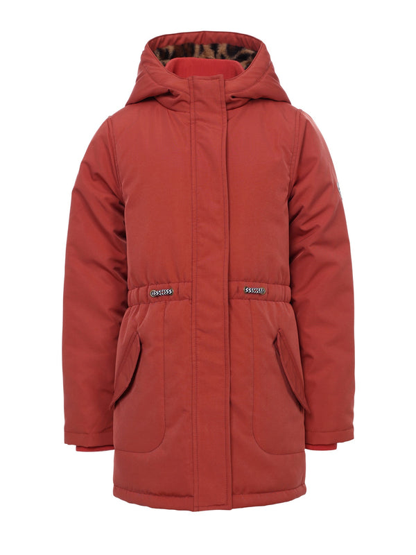Meisjes Parka Outerwear Jacket van LOOXS Little in de kleur Terracotta in maat 128.