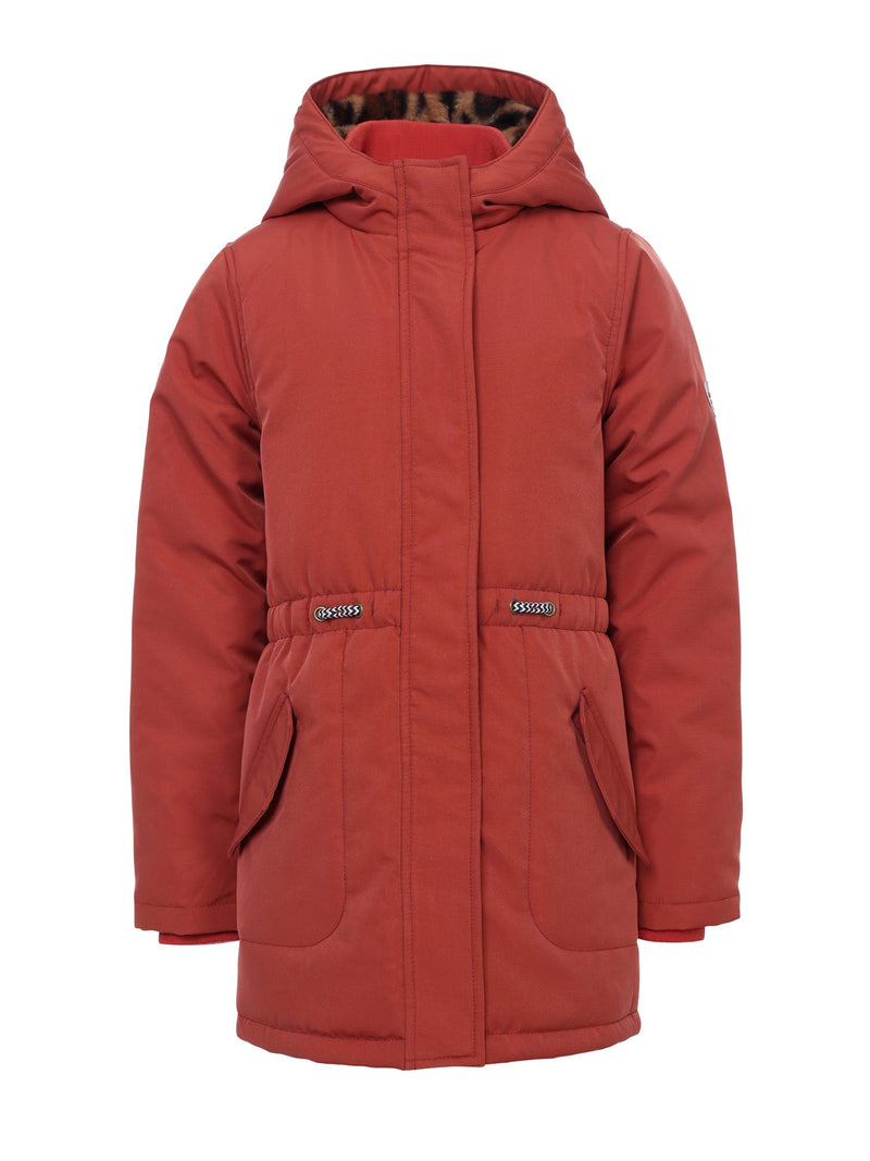 Meisjes Parka Outerwear Jacket van LOOXS Little in de kleur Terracotta in maat 128.