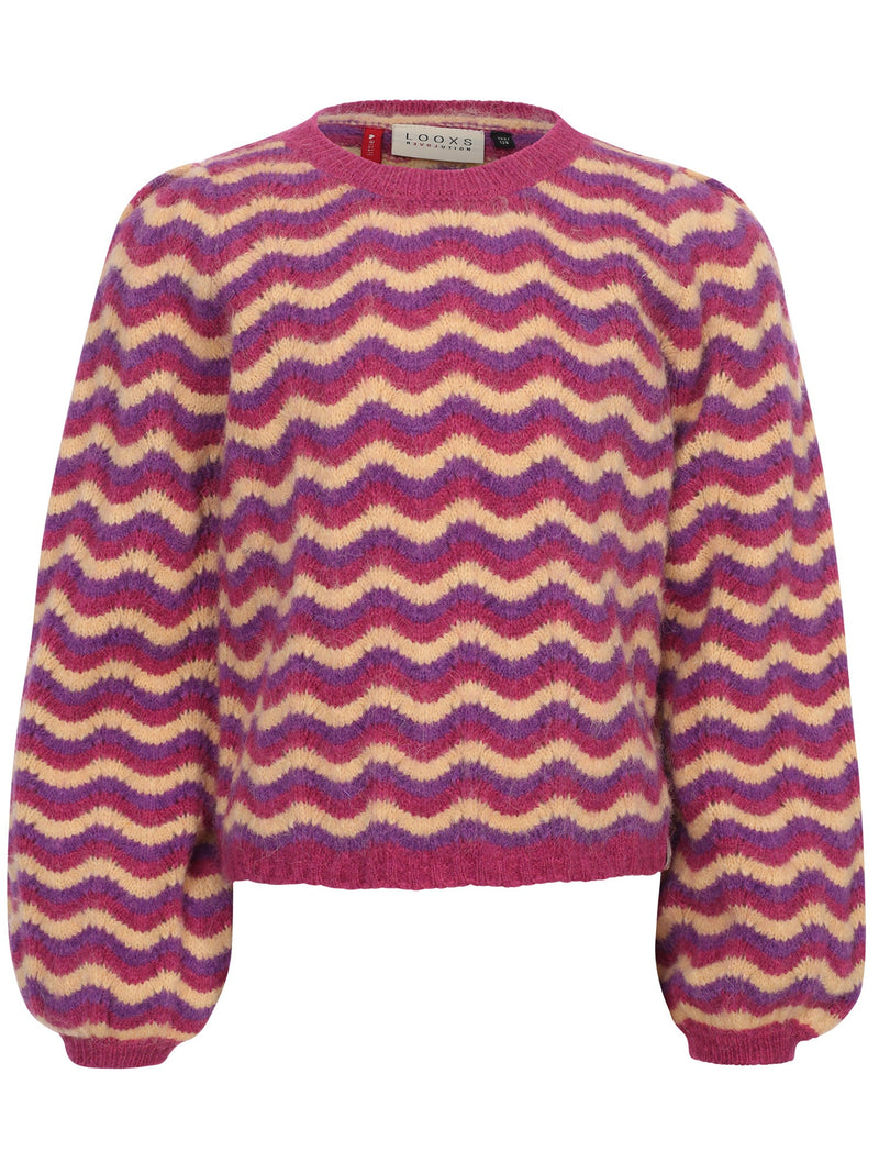 Meisjes Knit Sweater van LOOXS Little in de kleur multi stripe in maat 128.