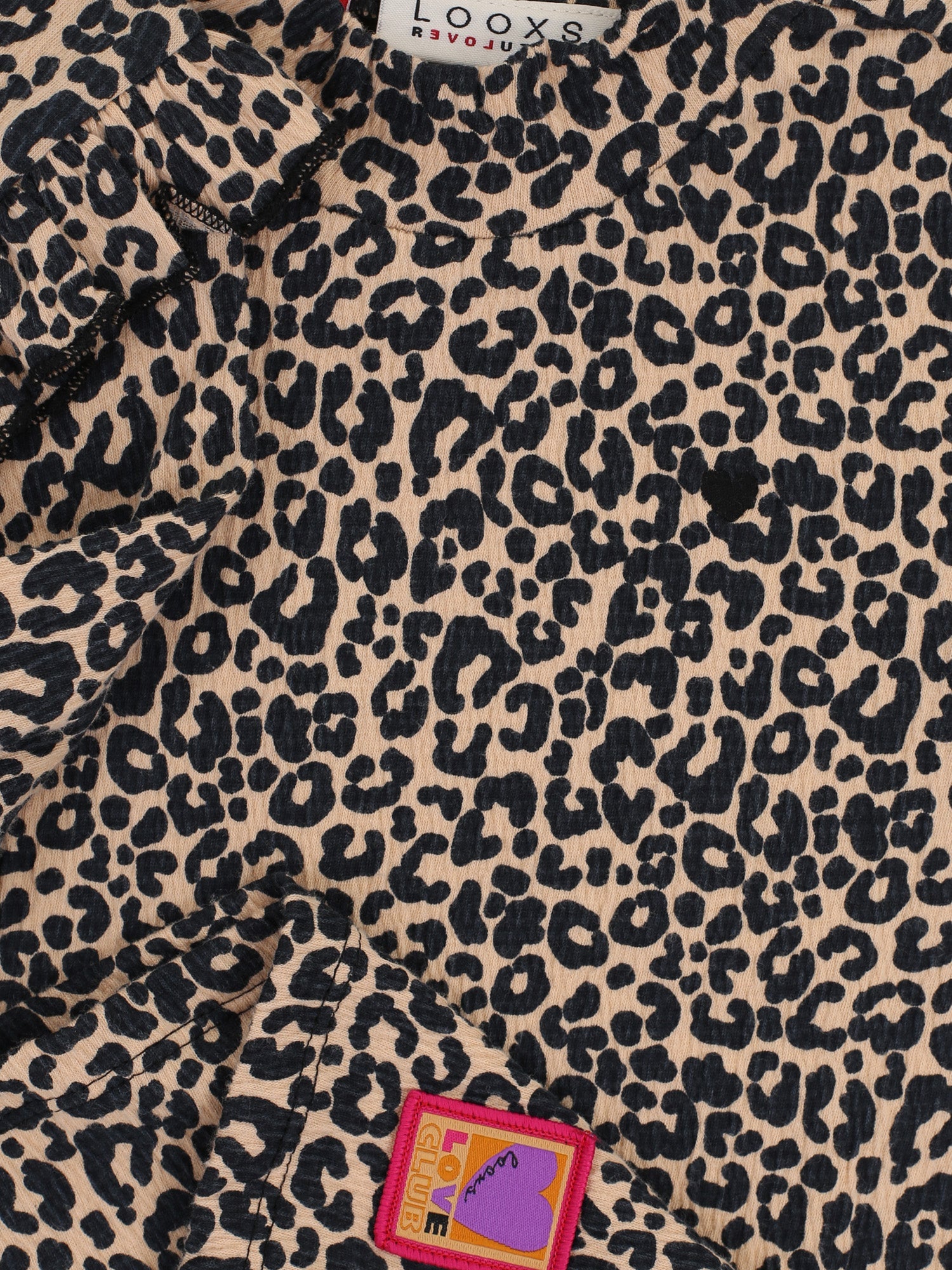 Meisjes Crinckle Top van LOOXS Little in de kleur sandy leopard in maat 128.