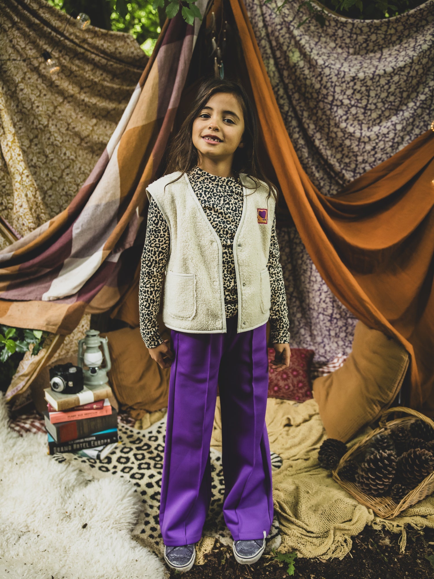 Meisjes Crinckle Top van LOOXS Little in de kleur sandy leopard in maat 128.