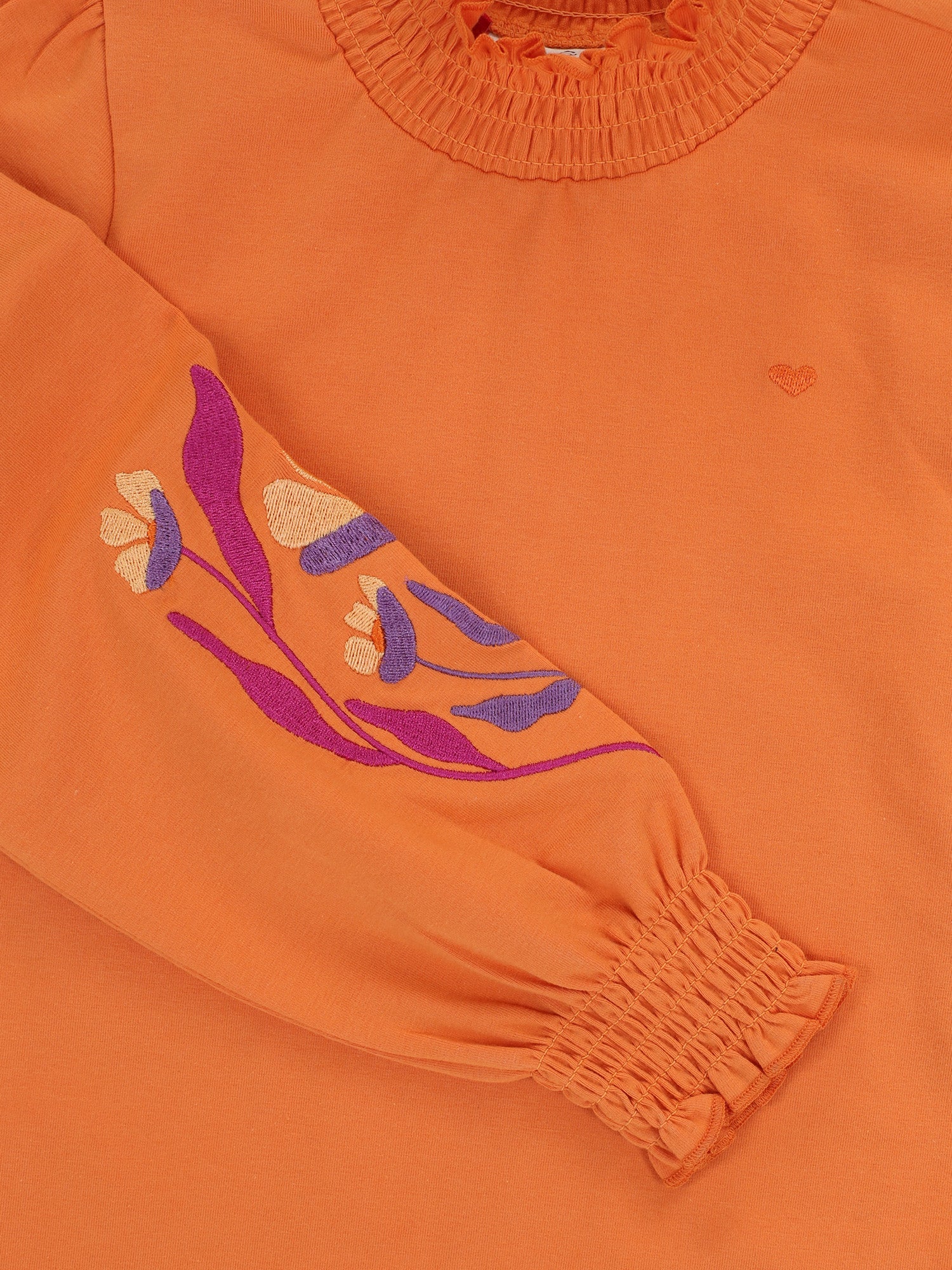 Meisjes T-Shirt Longsleeve van LOOXS Little in de kleur Bright orange in maat 128.