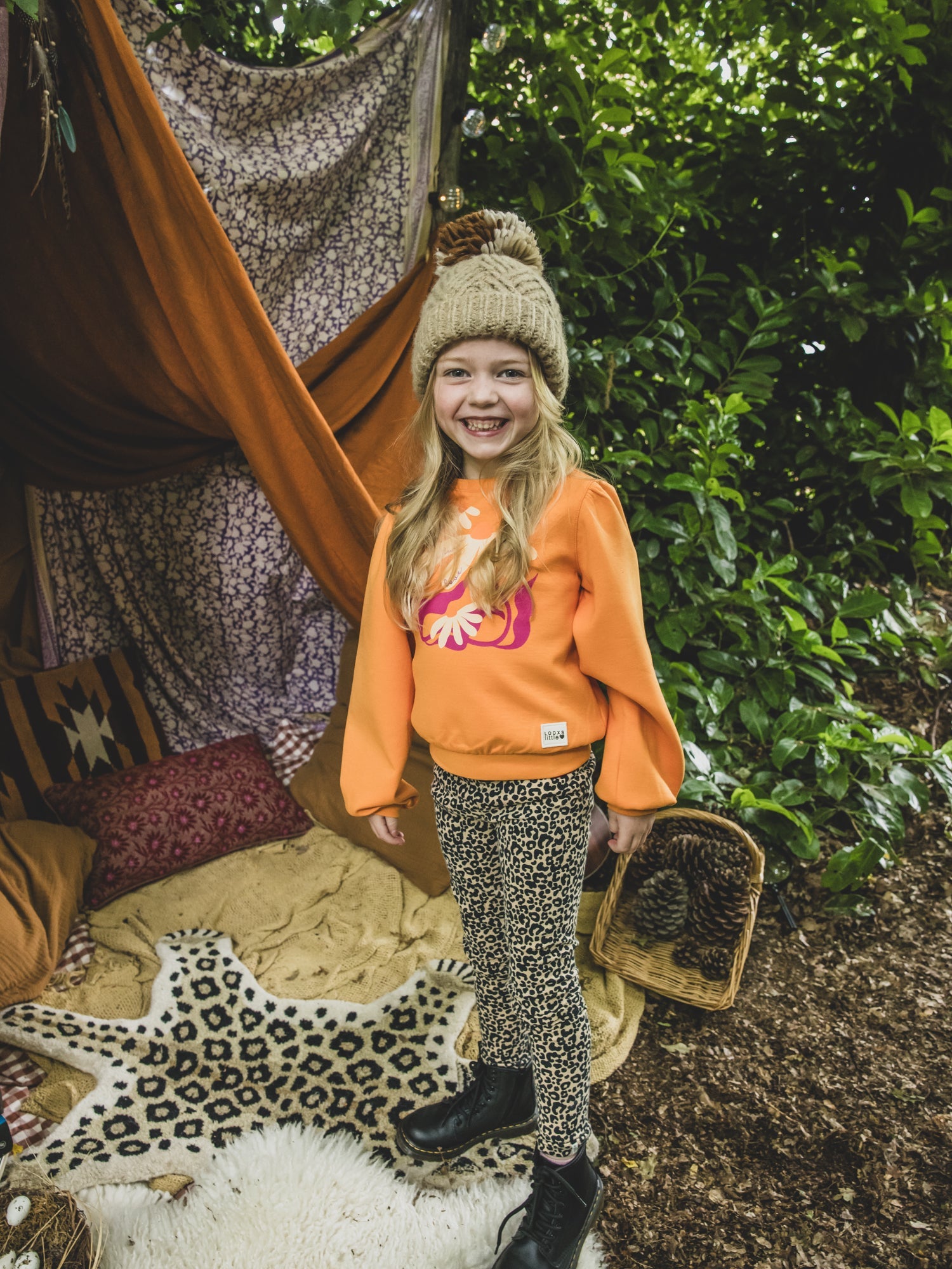 Meisjes Legging van LOOXS Little in de kleur sandy leopard in maat 128.