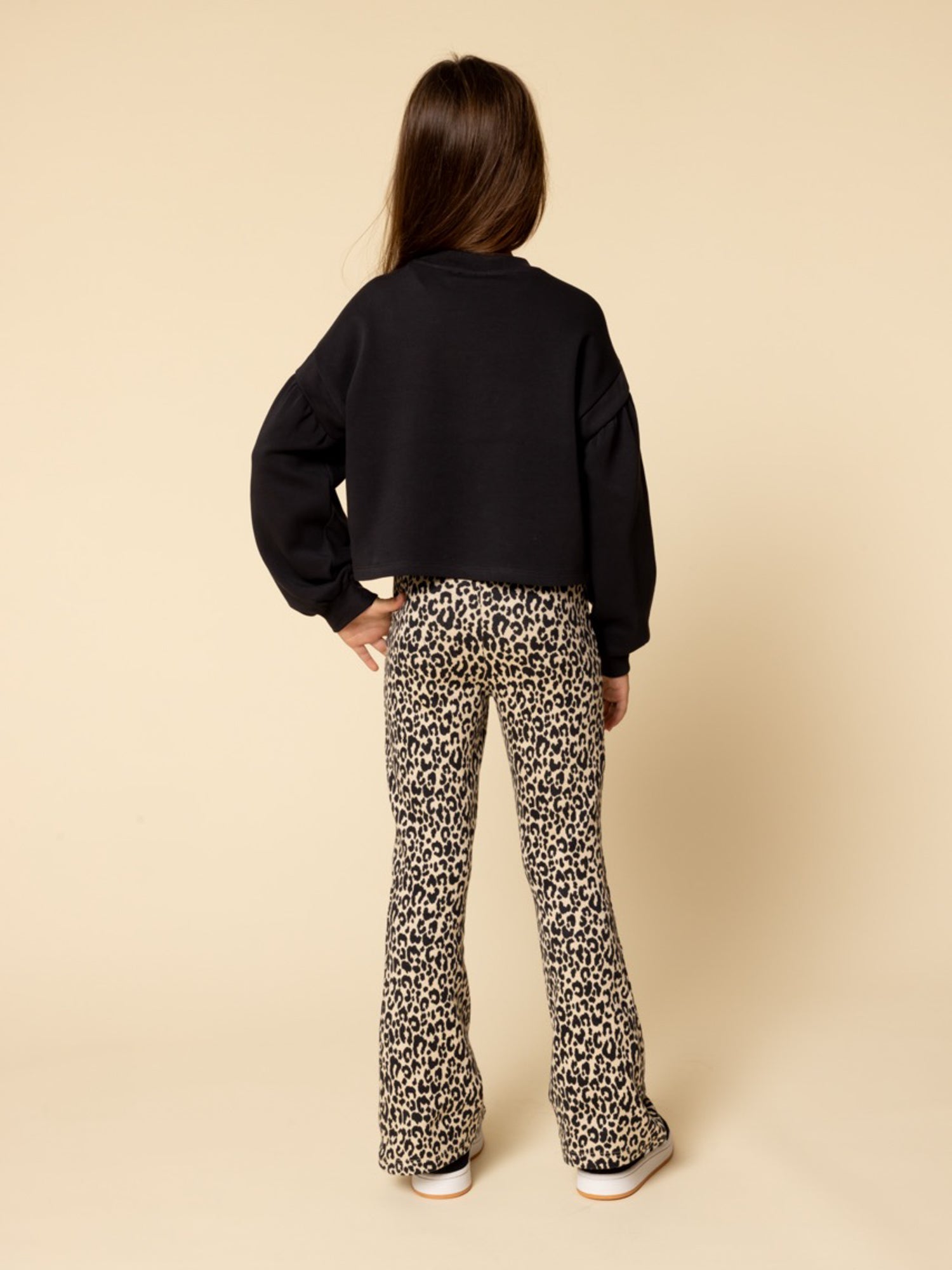 Meisjes Jaquard Pants van LOOXS Little in de kleur sandy leopard in maat 128.