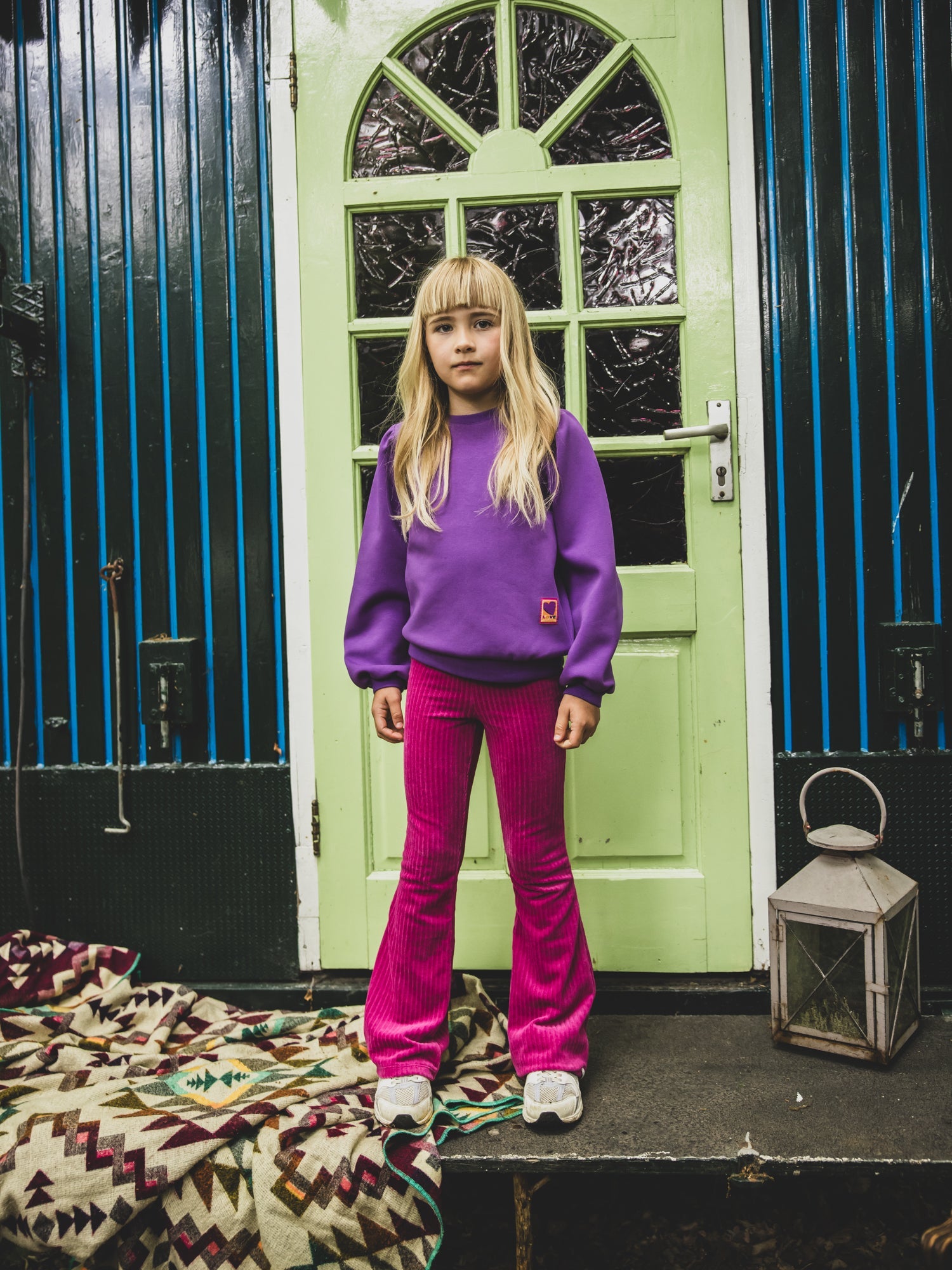 Meisjes Velvet Rib Pants van LOOXS Little in de kleur magenta pink in maat 128.
