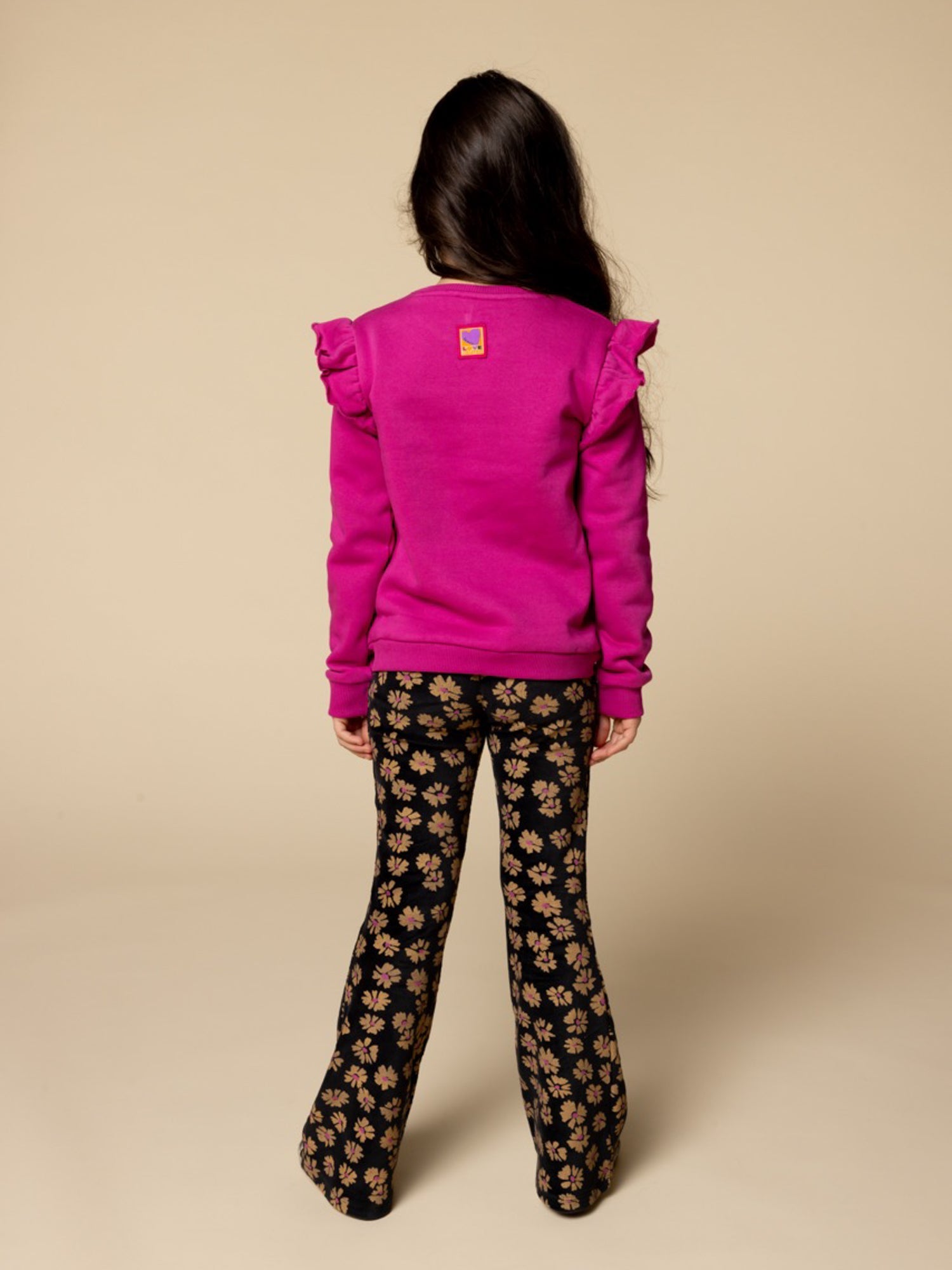 Meisjes Velvet Flaire Pants van LOOXS Little in de kleur soft winterflower in maat 128.