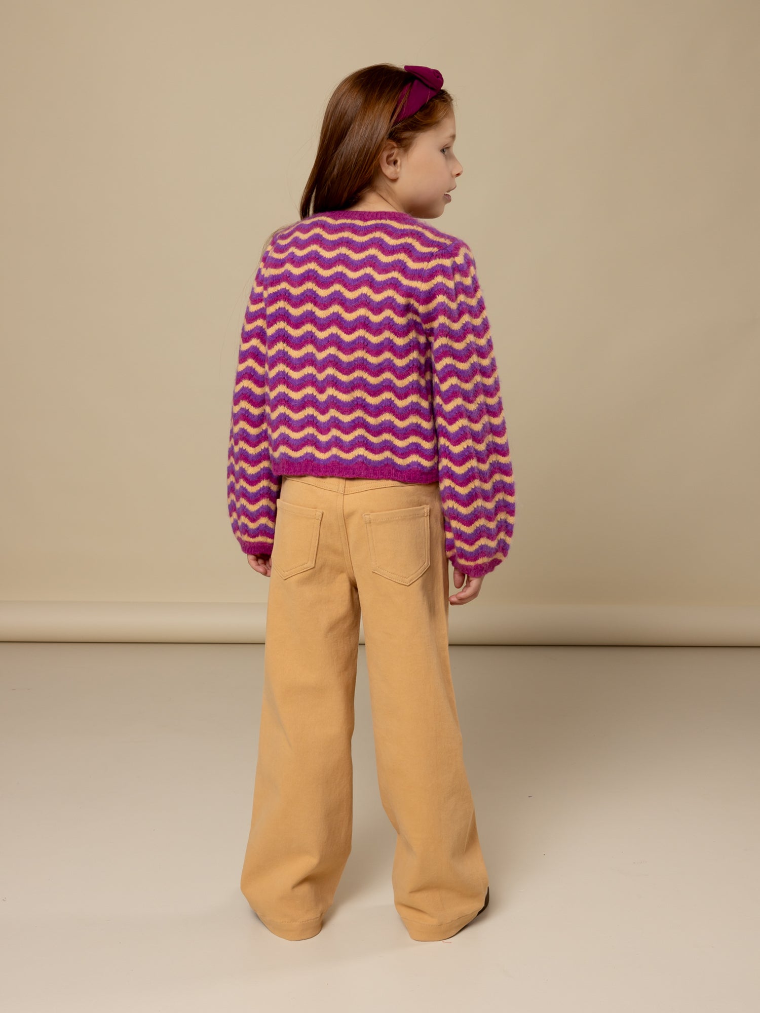 Meisjes Coloured Denim Wide Leg van LOOXS Little in de kleur Vanilla in maat 128.