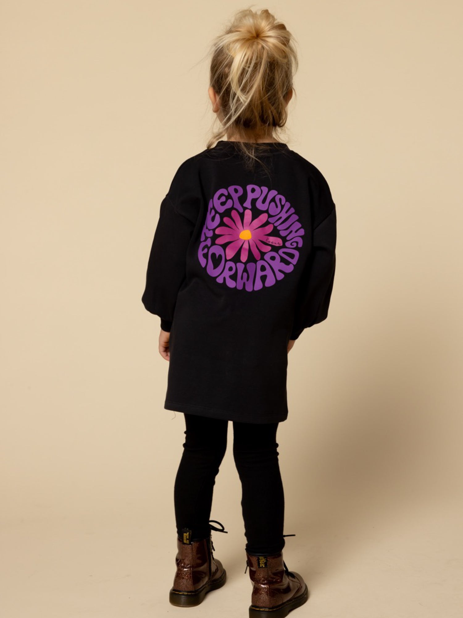 Meisjes Interlock Dress van LOOXS Little in de kleur Graphite in maat 128.