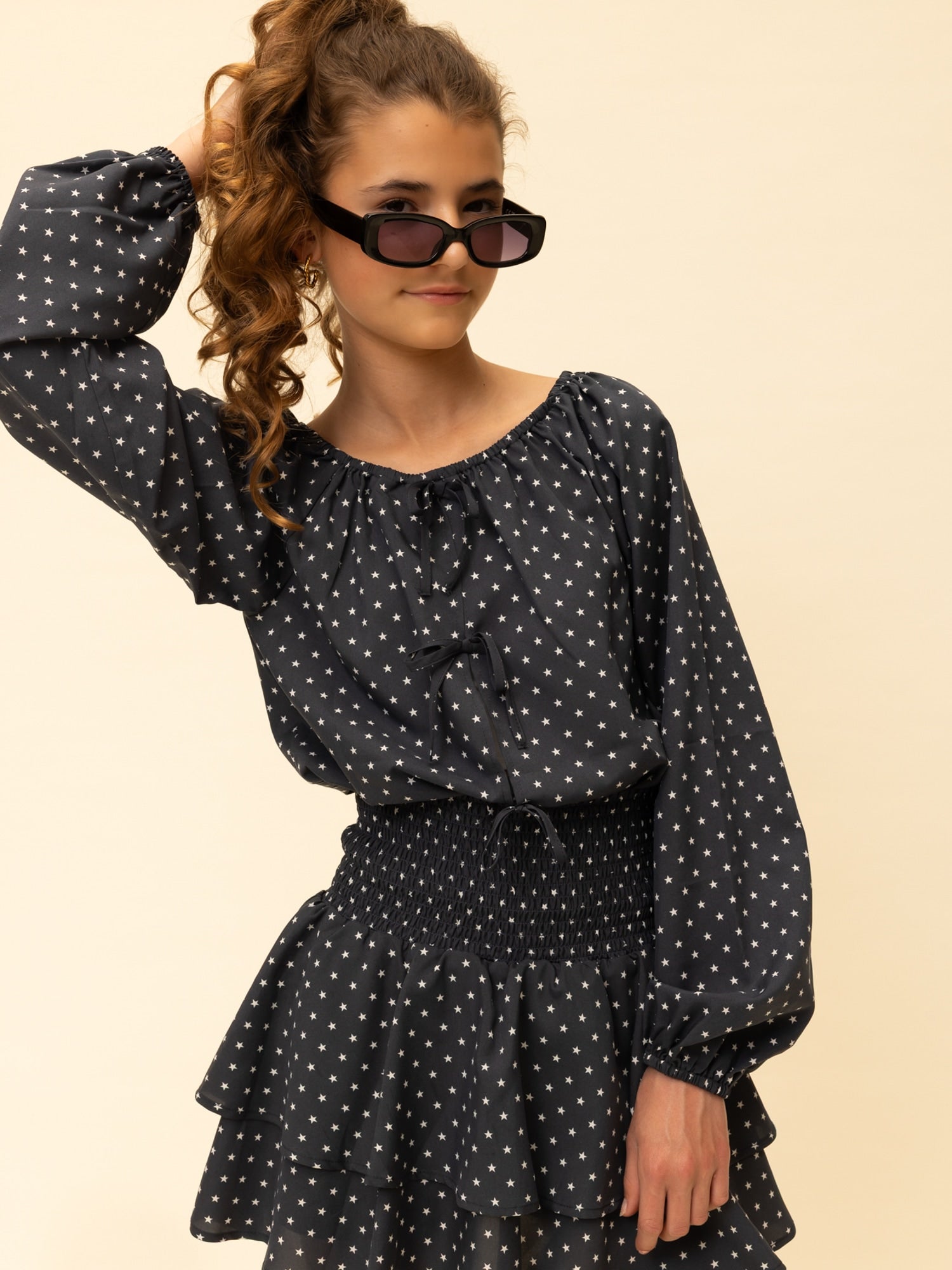 Meisjes Blouse van Looxs 10Sixteen in de kleur Star in maat 170-176.