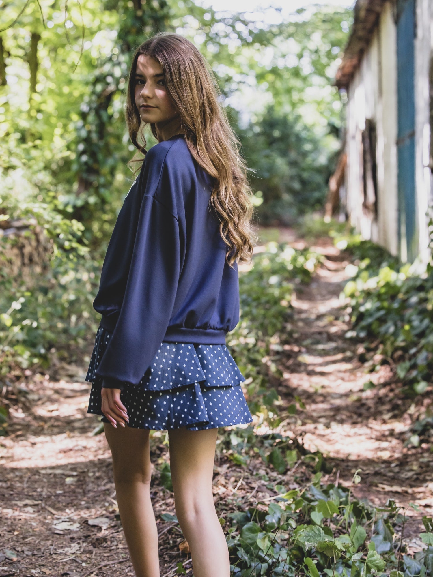 Meisjes Sweater van Looxs 10Sixteen in de kleur Midnight in maat 170-176.