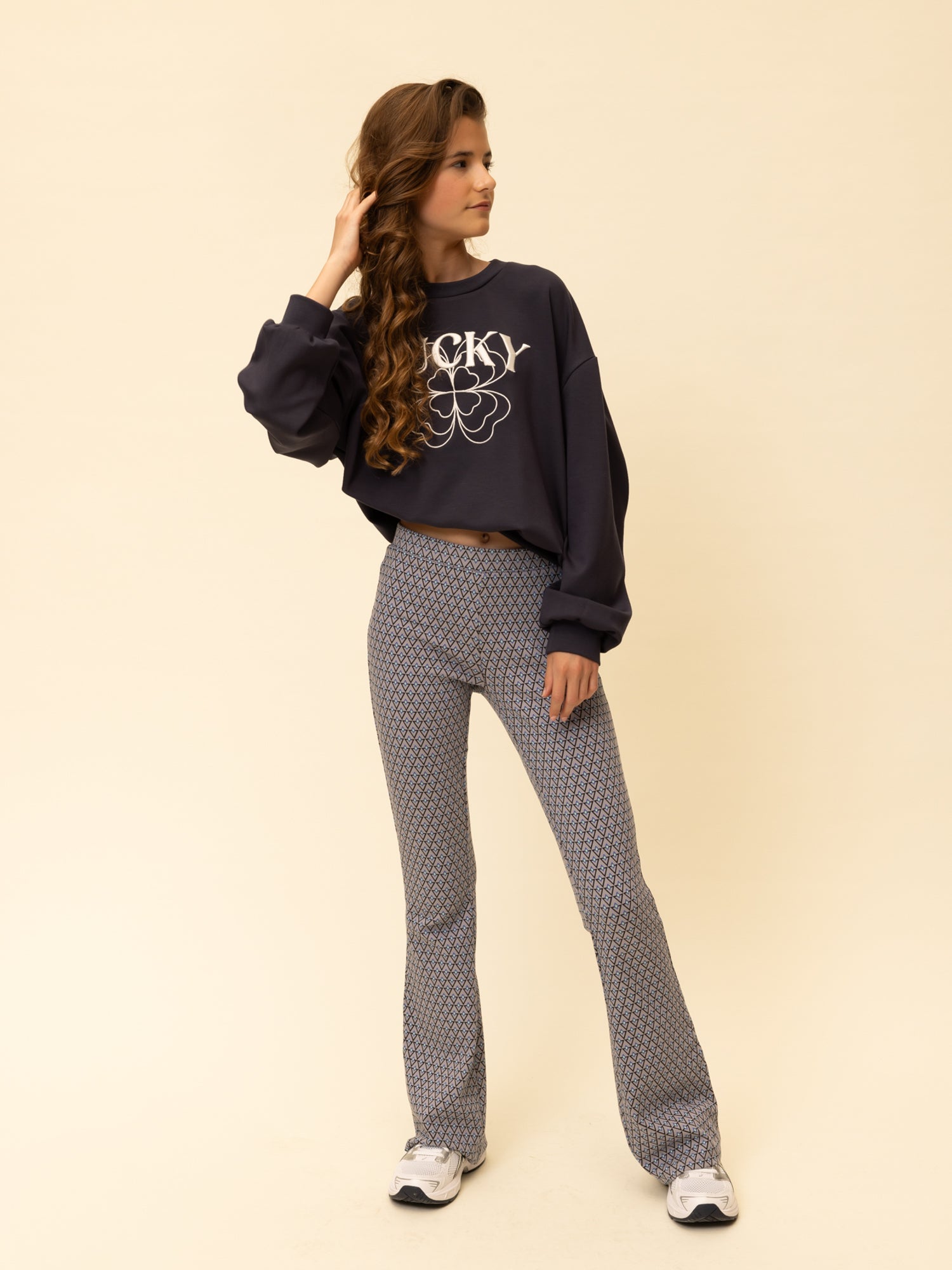 Meisjes Sweater van Looxs 10Sixteen in de kleur Midnight in maat 170-176.
