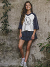 Meisjes V-Neck T-shirt van Looxs 10Sixteen in de kleur White salt in maat 170-176.