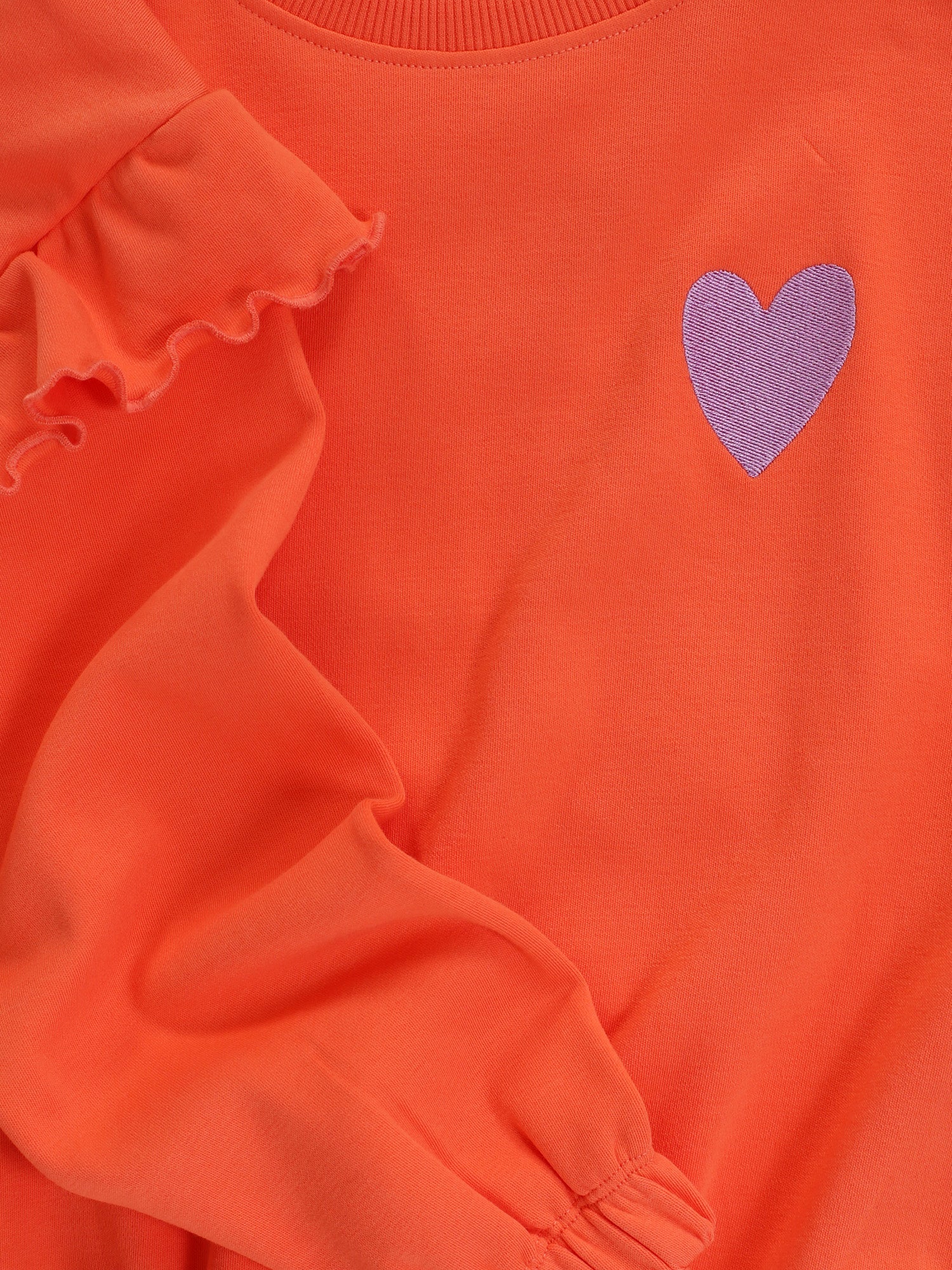 Meisjes Ruffle sweater van LOOXS Little in de kleur Coral in maat 128.