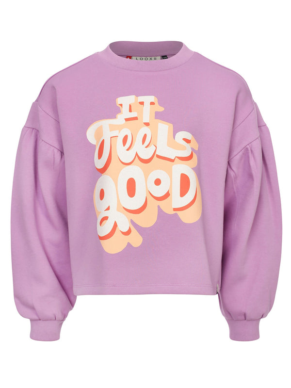 Meisjes Printed sweater van LOOXS Little in de kleur Lilac in maat 128.