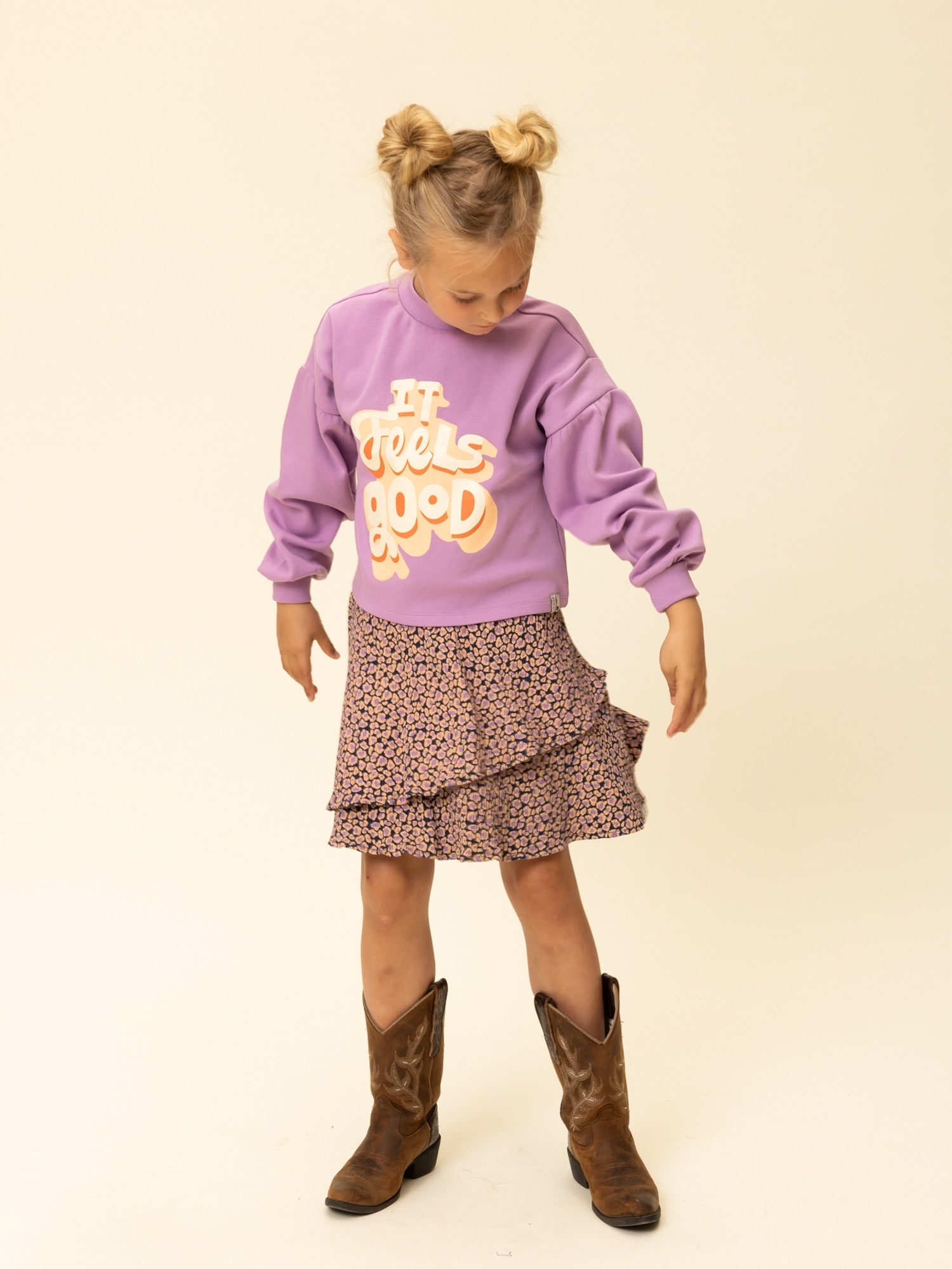 Meisjes Printed sweater van LOOXS Little in de kleur Lilac in maat 128.