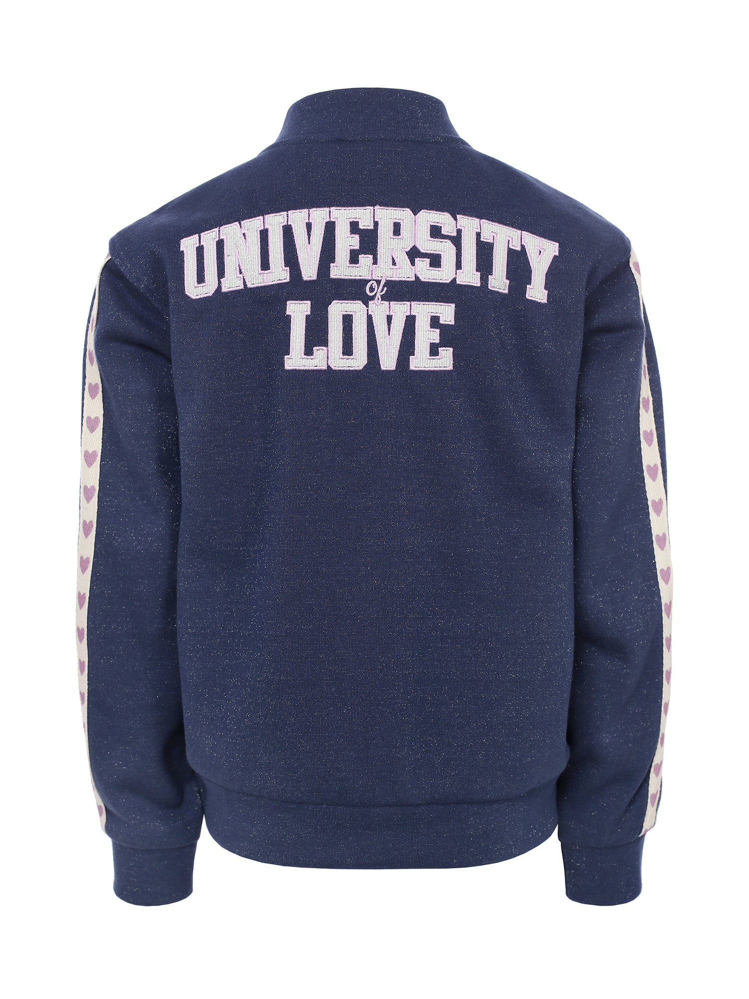 Meisjes Lurex sweat jacket van LOOXS Little in de kleur Dark blue in maat 128.