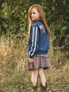 Meisjes Lurex sweat jacket van LOOXS Little in de kleur Dark blue in maat 128.