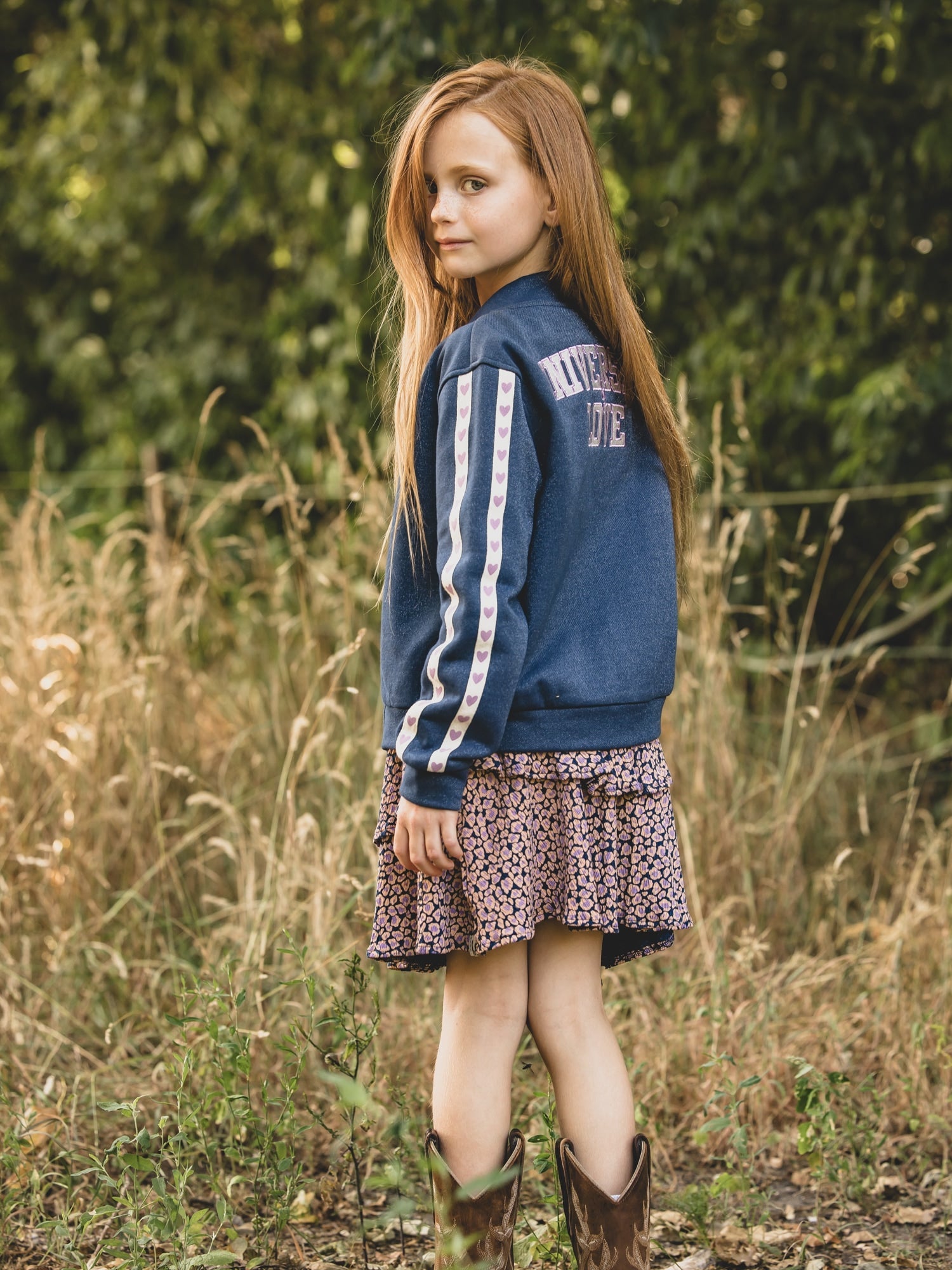 Meisjes Lurex sweat jacket van LOOXS Little in de kleur Dark blue in maat 128.