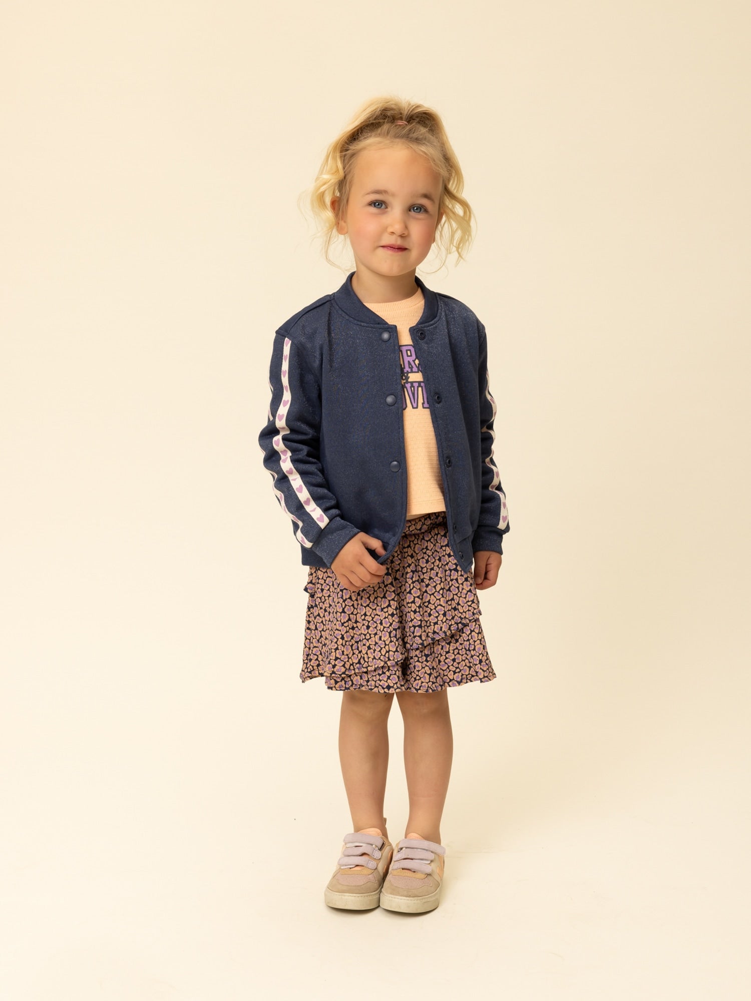 Meisjes Lurex sweat jacket van LOOXS Little in de kleur Dark blue in maat 128.