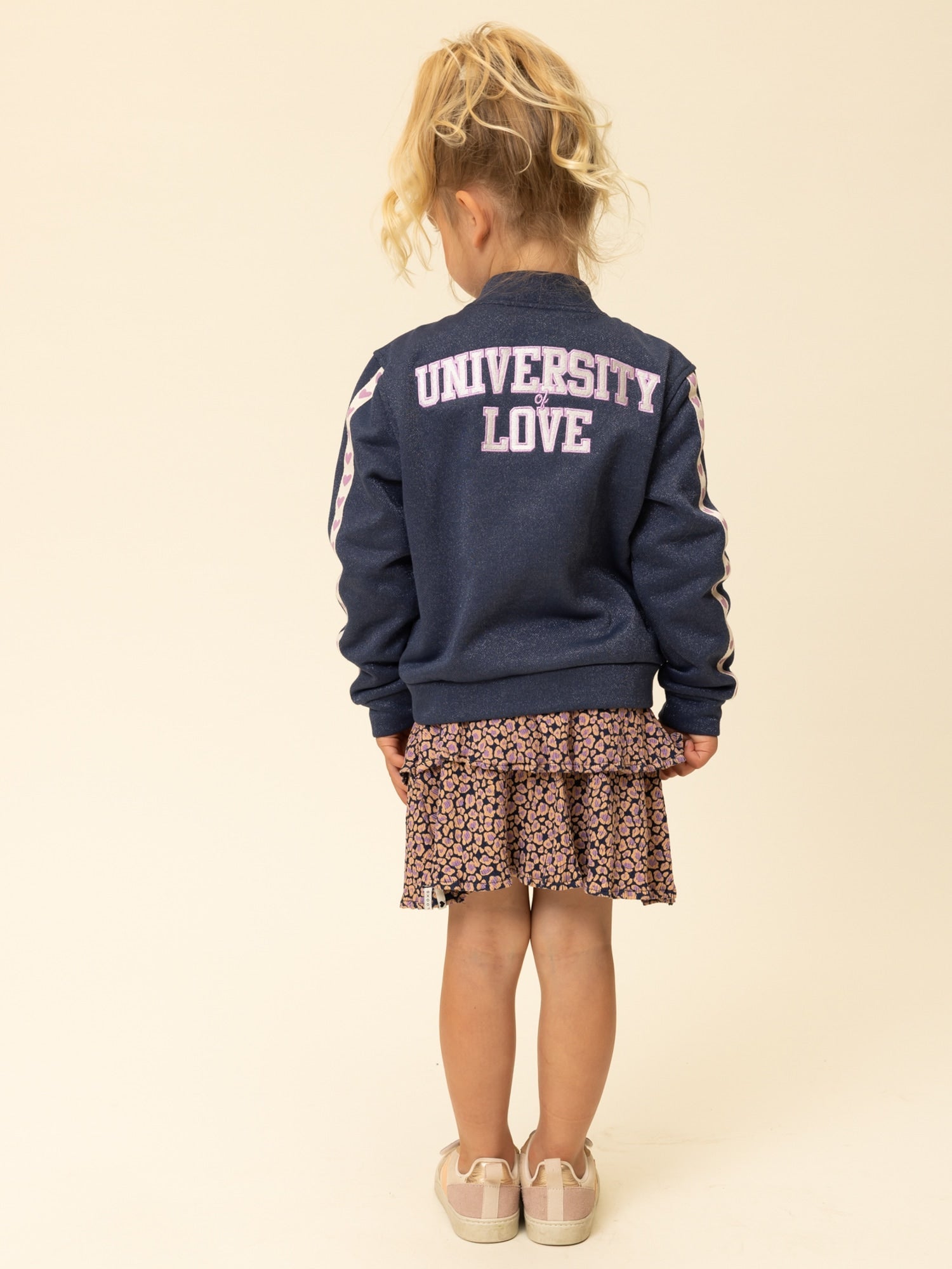 Meisjes Lurex sweat jacket van LOOXS Little in de kleur Dark blue in maat 128.