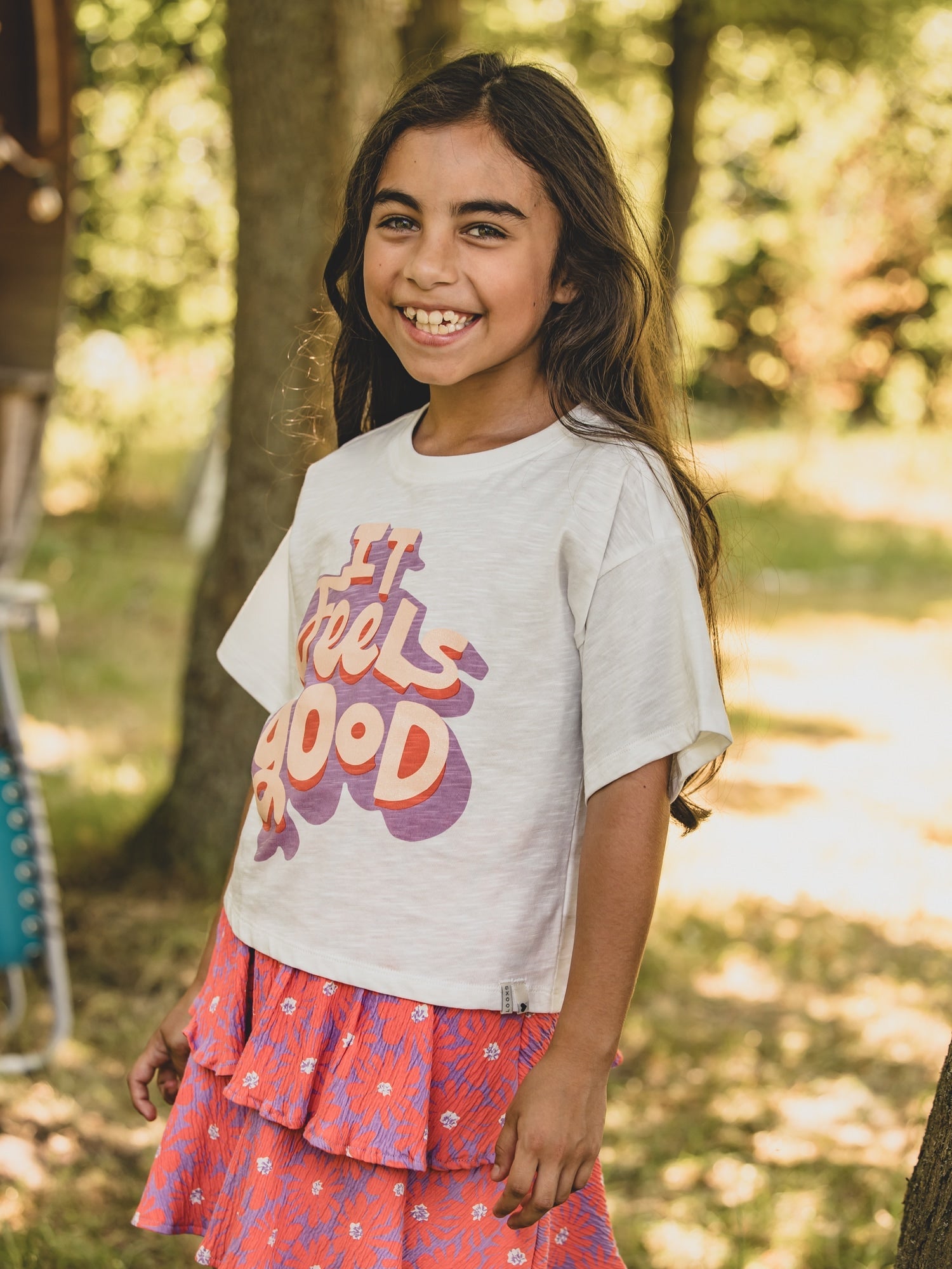 Meisjes Jersey T-shirt s/s van LOOXS Little in de kleur off white in maat 128.