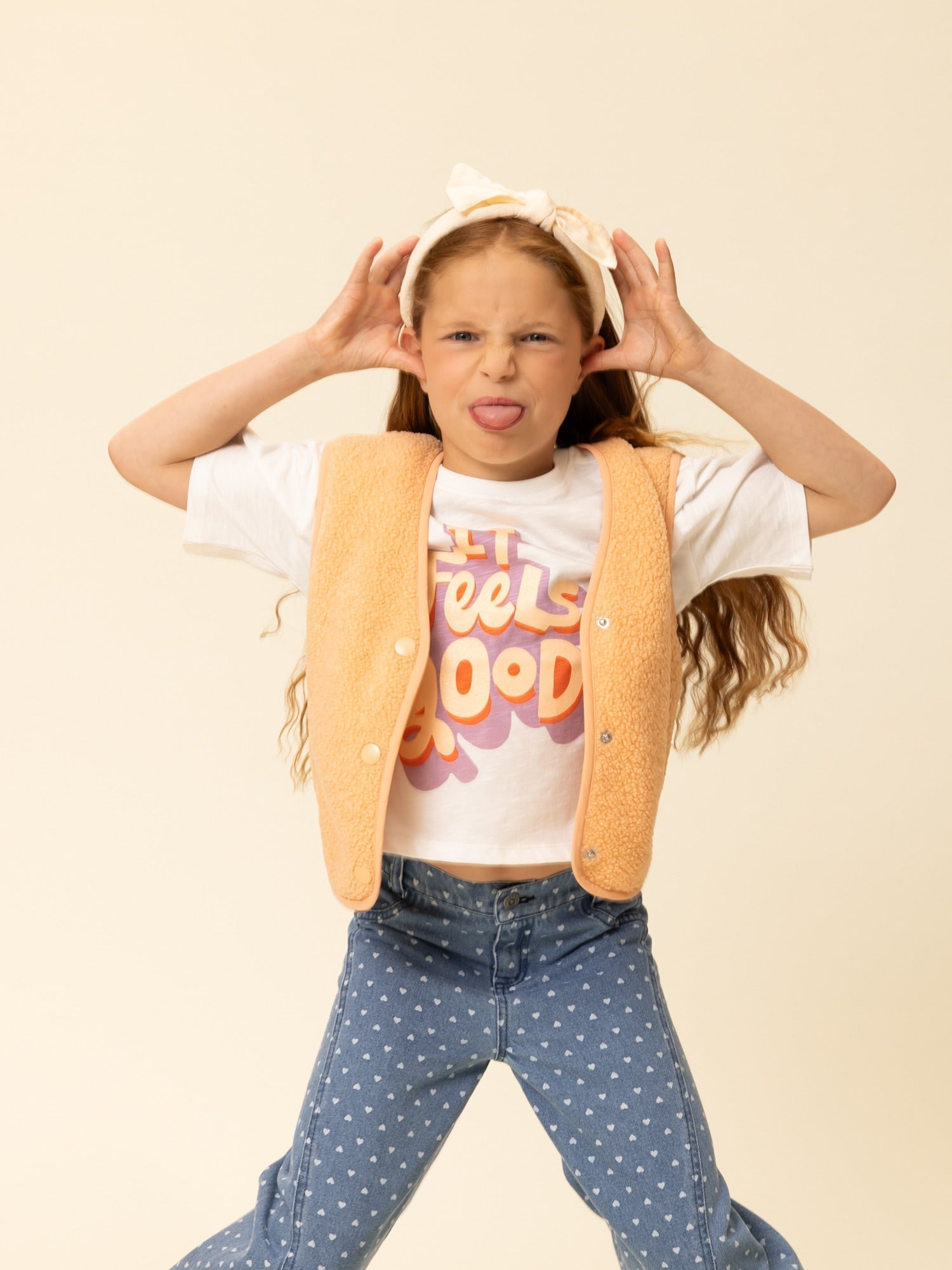 Meisjes Jersey T-shirt s/s van LOOXS Little in de kleur off white in maat 128.