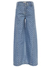 Meisjes Heart denim wideleg van LOOXS Little in de kleur Denim Hearts in maat 128.