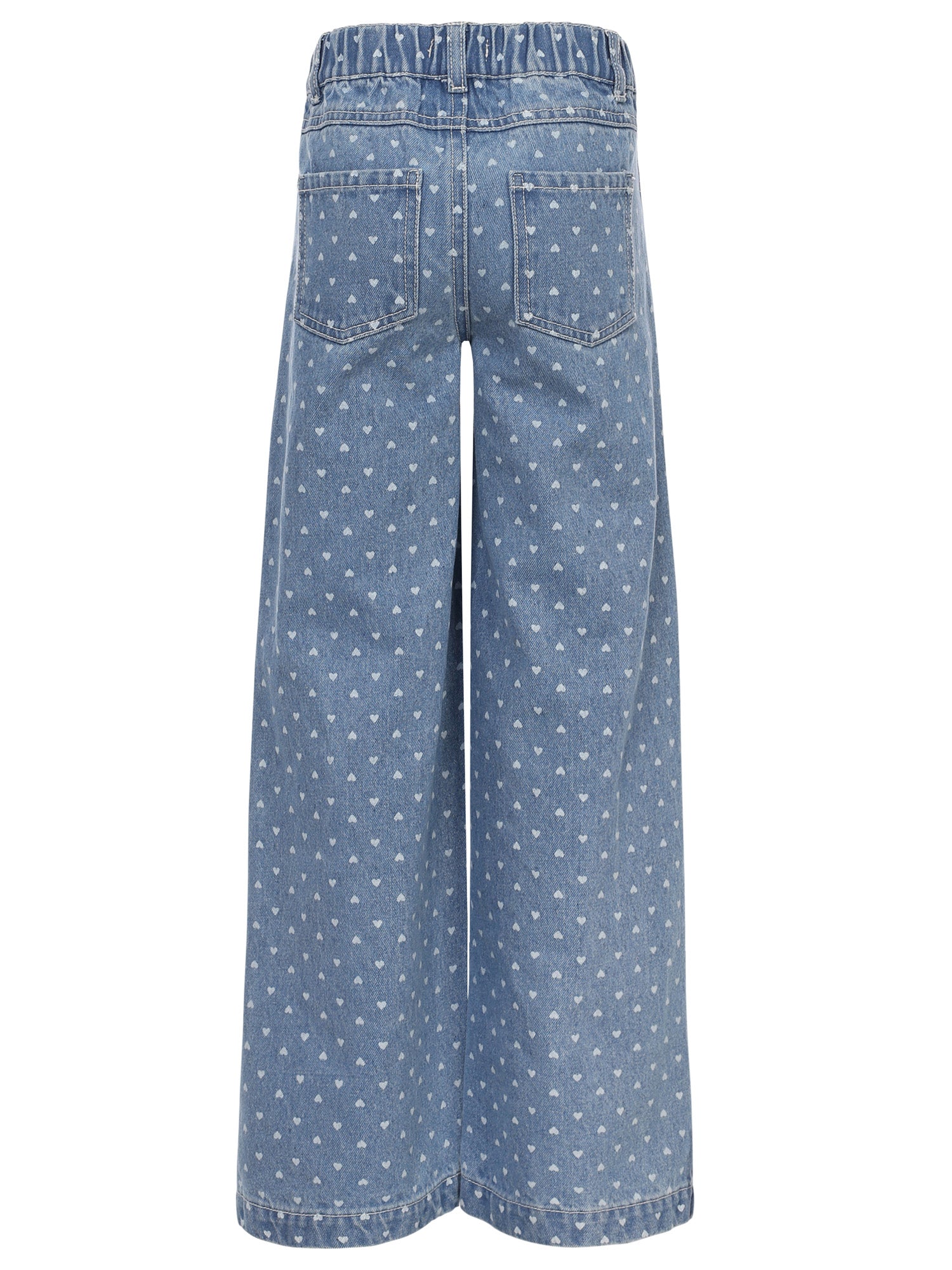 Meisjes Heart denim wideleg van LOOXS Little in de kleur Denim Hearts in maat 128.