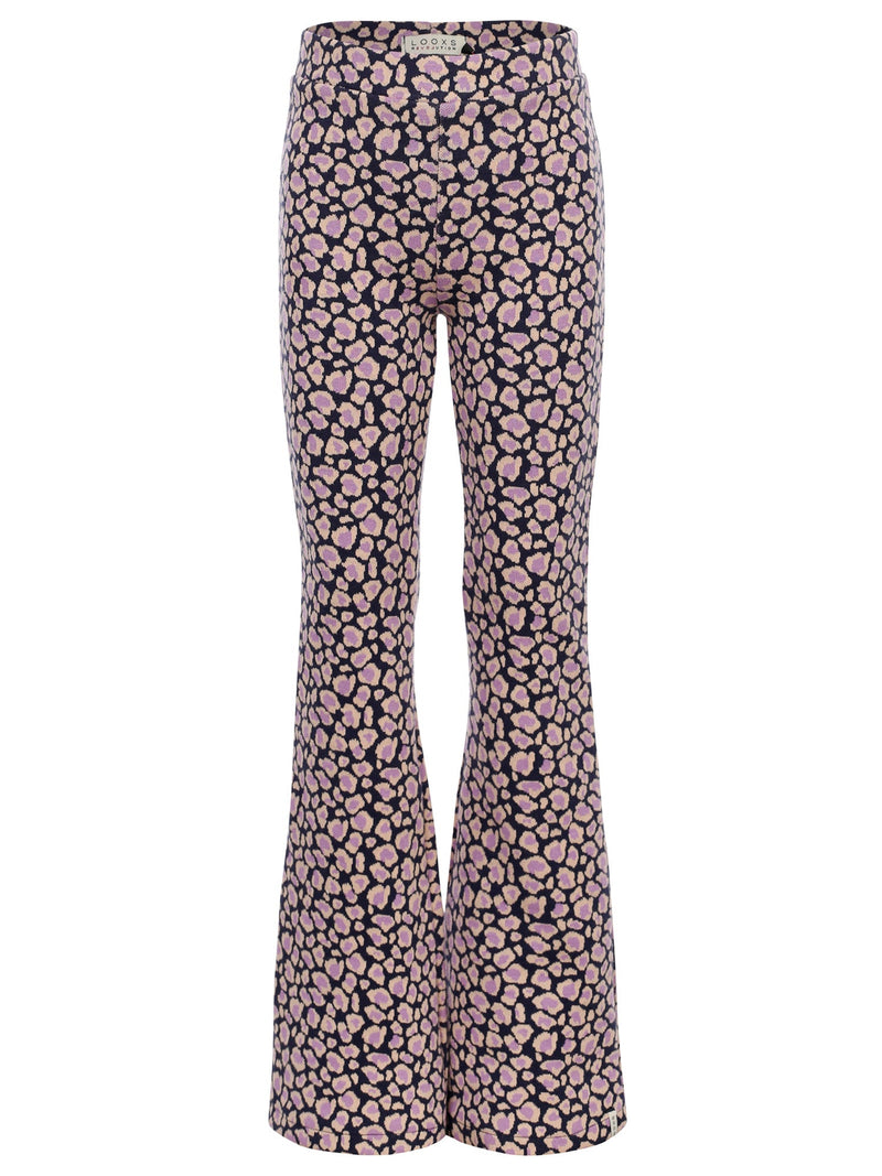 Meisjes Jacquard pants van LOOXS Little in de kleur Blue leopard in maat 128.