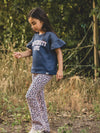 Meisjes Jacquard pants van LOOXS Little in de kleur Blue leopard in maat 128.