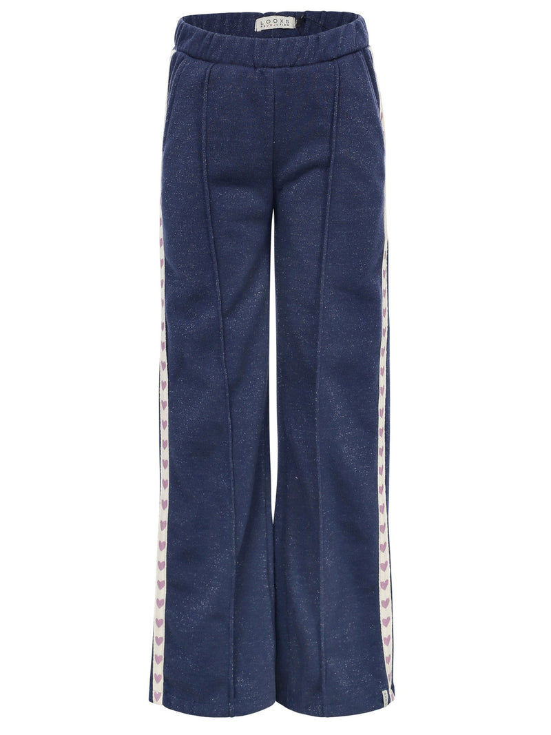 Meisjes Lurex sweat pants van LOOXS Little in de kleur Dark blue in maat 128.