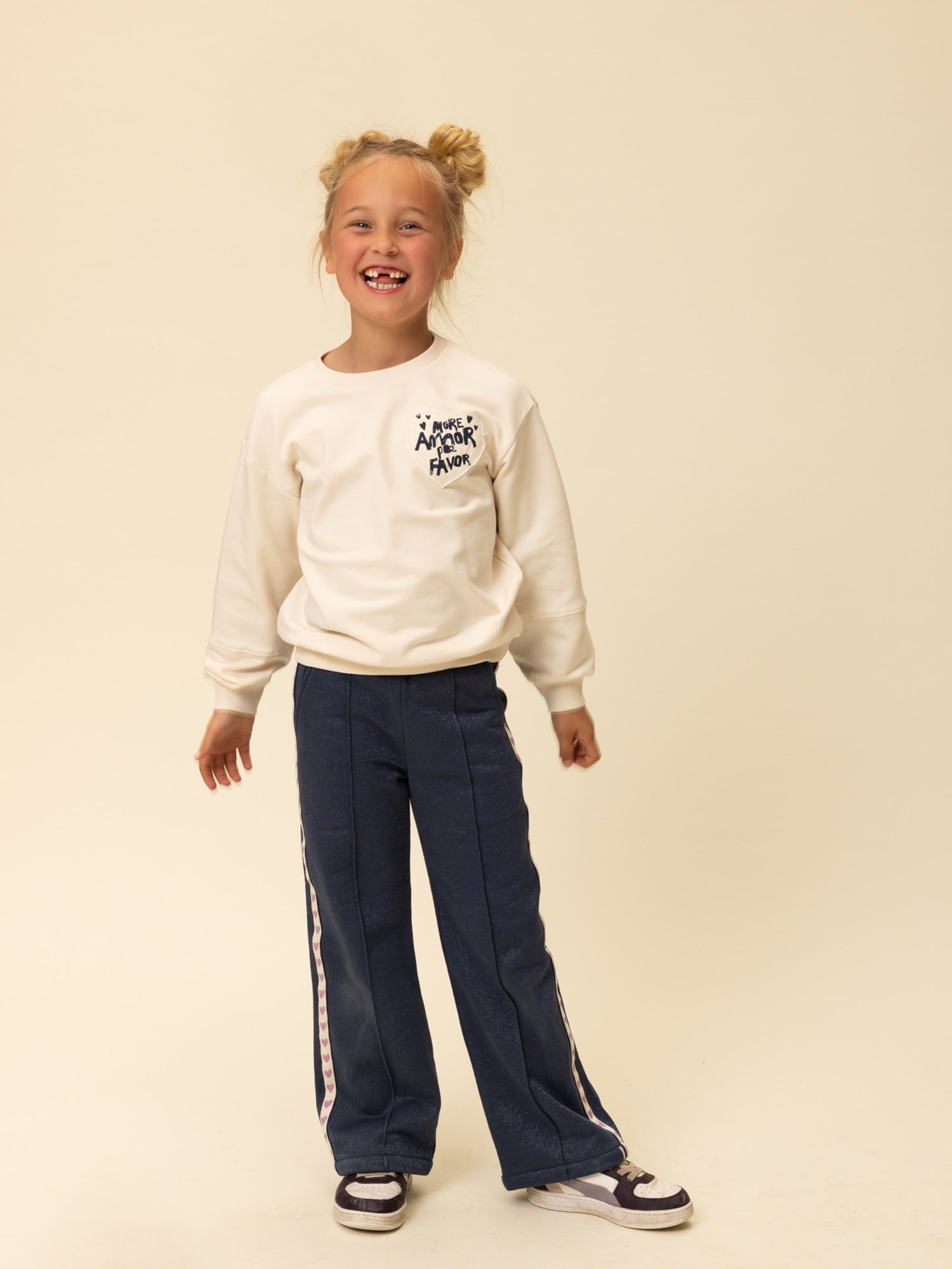 Meisjes Lurex sweat pants van LOOXS Little in de kleur Dark blue in maat 128.
