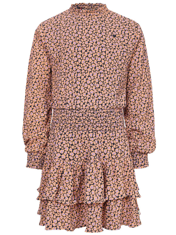 Meisjes Crinkle dress van  in de kleur Blue leopard in maat 128.