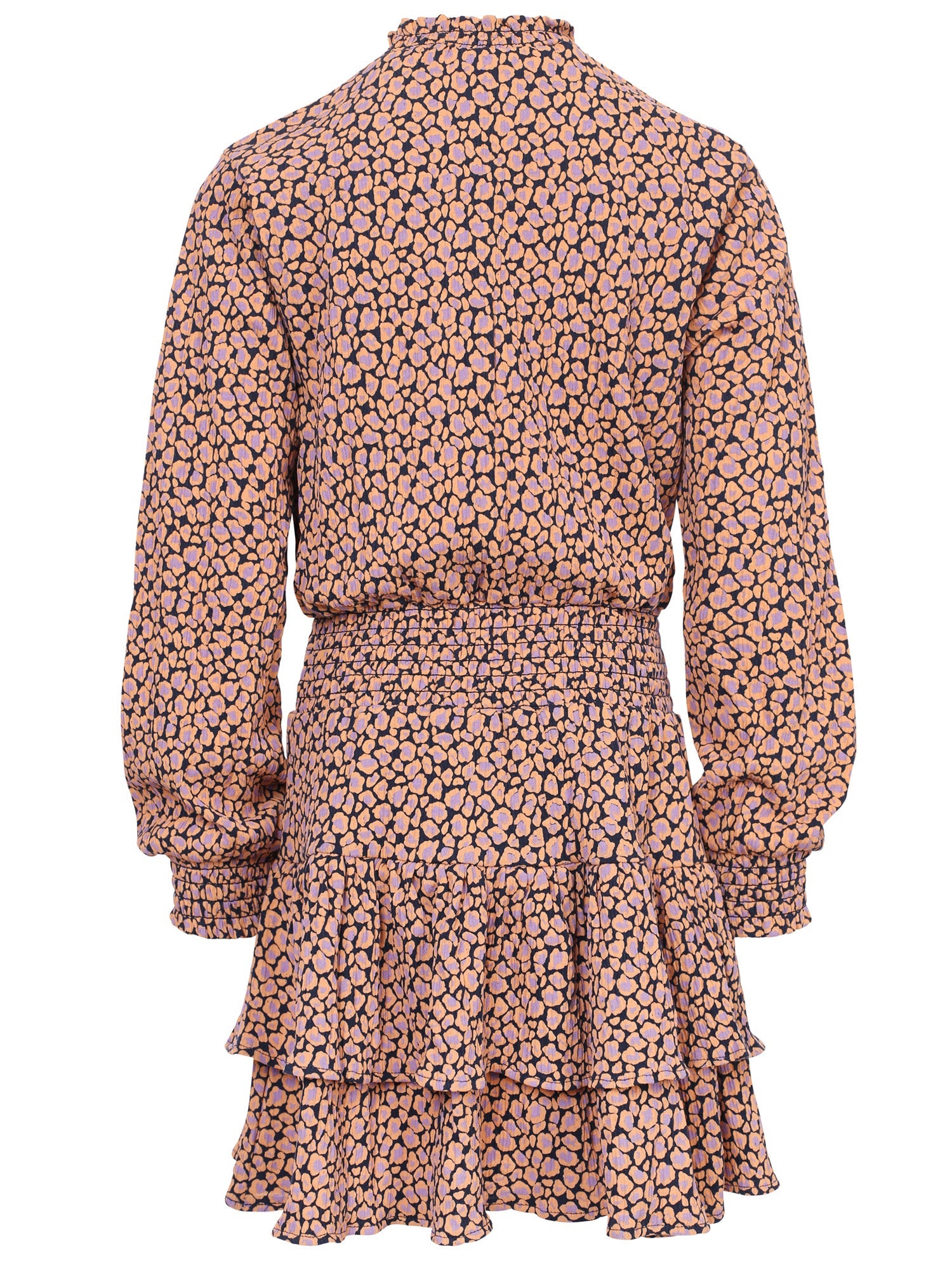 Meisjes Crinkle dress van  in de kleur Blue leopard in maat 128.