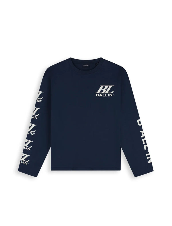 Jongens Junior Longsleeve Loose van Ballin Amsterdam in de kleur Navy in maat 176.