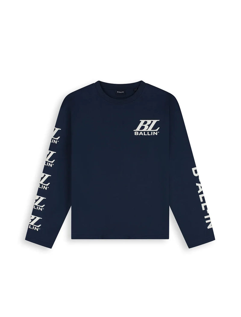 Jongens Junior Longsleeve Loose van Ballin Amsterdam in de kleur Navy in maat 176.