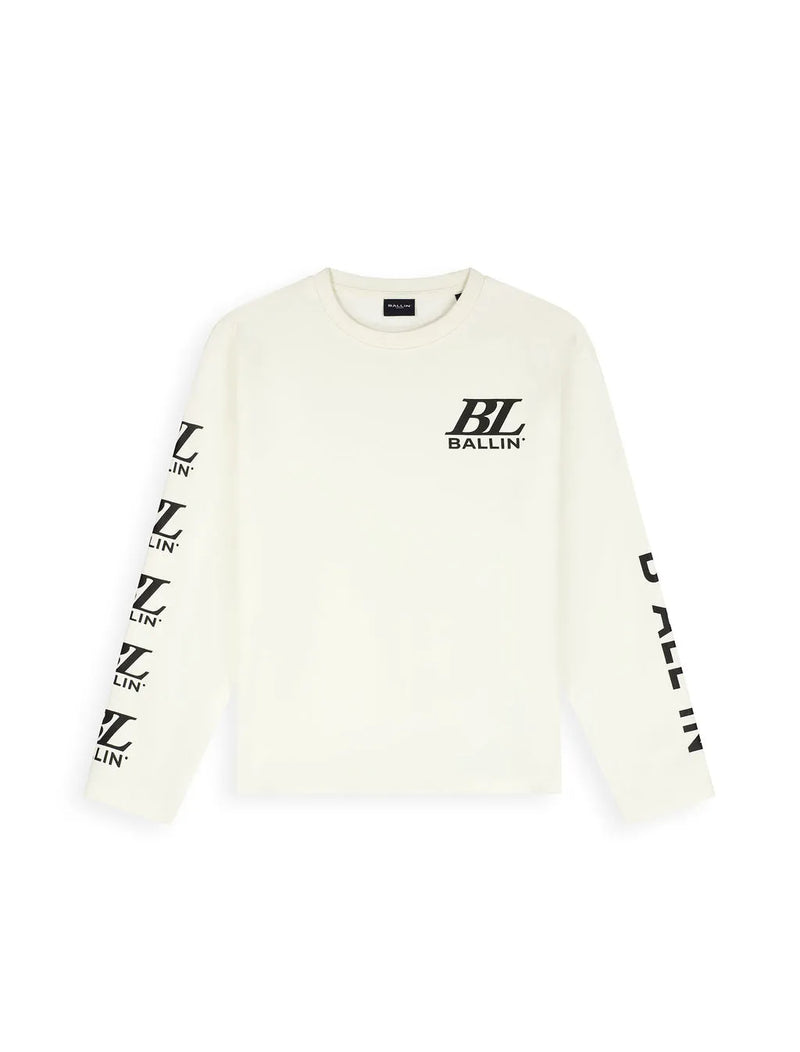 Jongens Junior Longsleeve Loose van Ballin Amsterdam in de kleur Ecru in maat 176.
