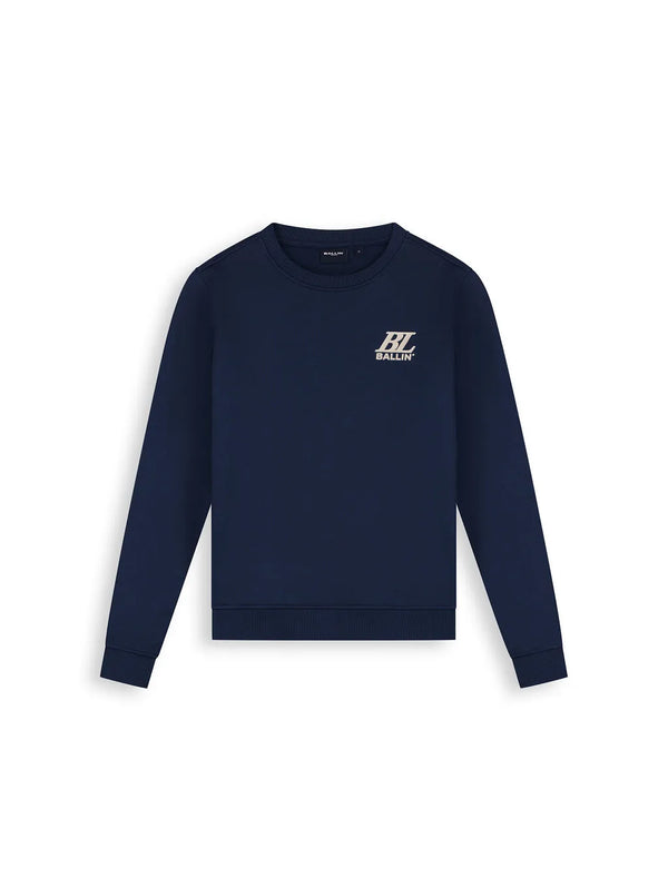 Jongens Junior Crewneck Regular van Ballin Amsterdam in de kleur Navy in maat 176.