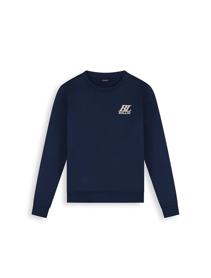 Jongens Junior Crewneck Regular van Ballin Amsterdam in de kleur Navy in maat 176.