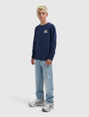Jongens Junior Crewneck Regular van Ballin Amsterdam in de kleur Navy in maat 176.