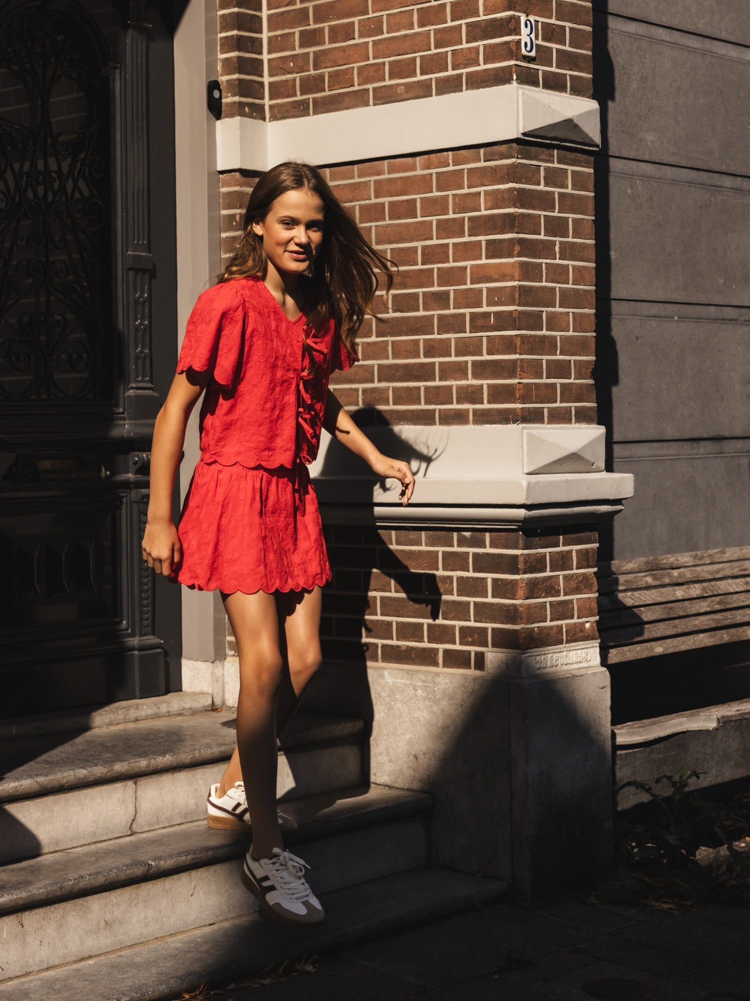 Meisjes Top SS van Looxs 10Sixteen in de kleur Lipstick in maat 170-176.