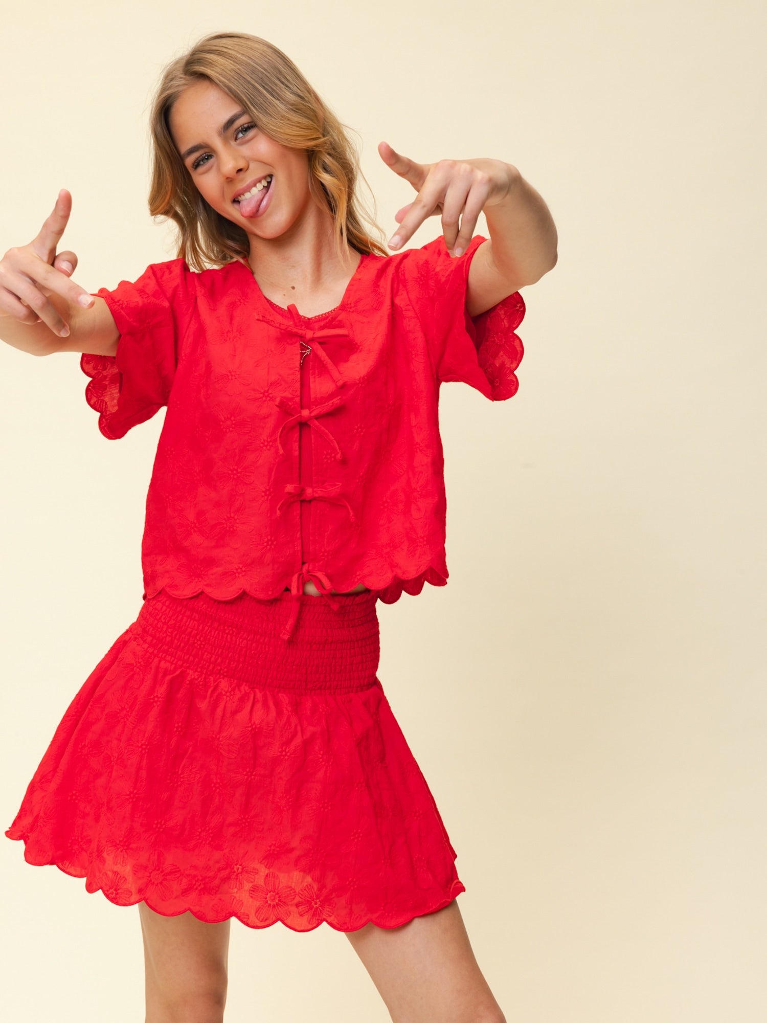 Meisjes Top SS van Looxs 10Sixteen in de kleur Lipstick in maat 170-176.