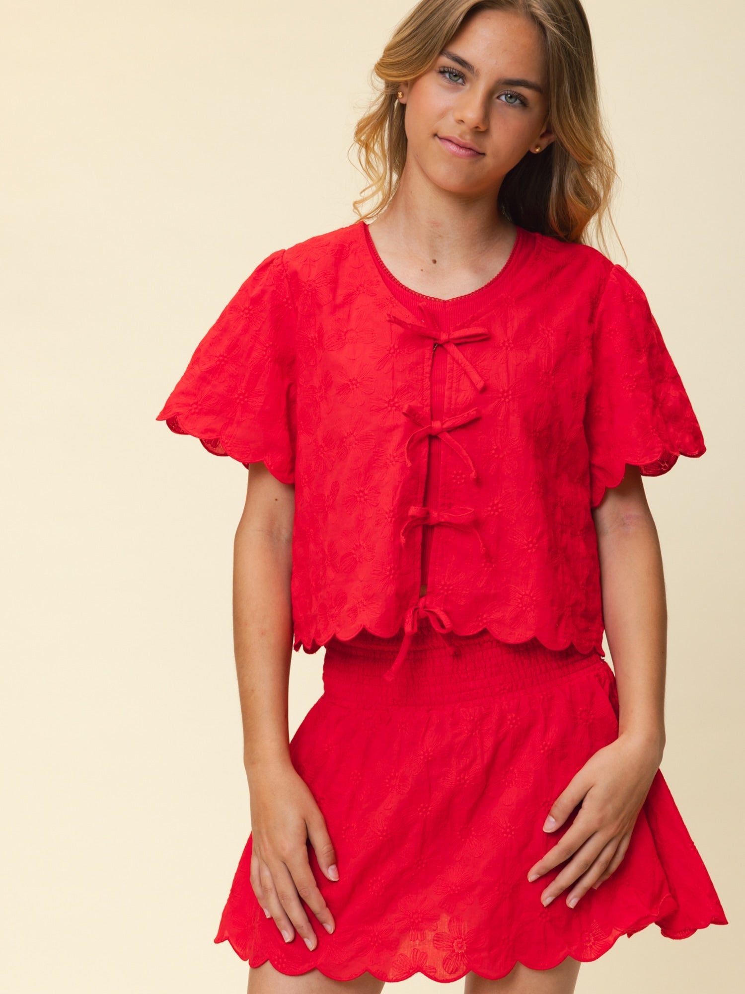 Meisjes Top SS van Looxs 10Sixteen in de kleur Lipstick in maat 170-176.