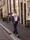 Meisjes Stripe V neck Sweater van Looxs 10Sixteen in de kleur INDIGO BLUE in maat 170-176.