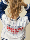 Meisjes Stripe V neck Sweater van Looxs 10Sixteen in de kleur INDIGO BLUE in maat 170-176.