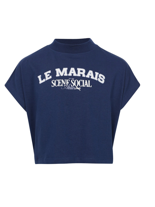 Meisjes T-shirt SS van Looxs 10Sixteen in de kleur INDIGO BLUE in maat 170-176.
