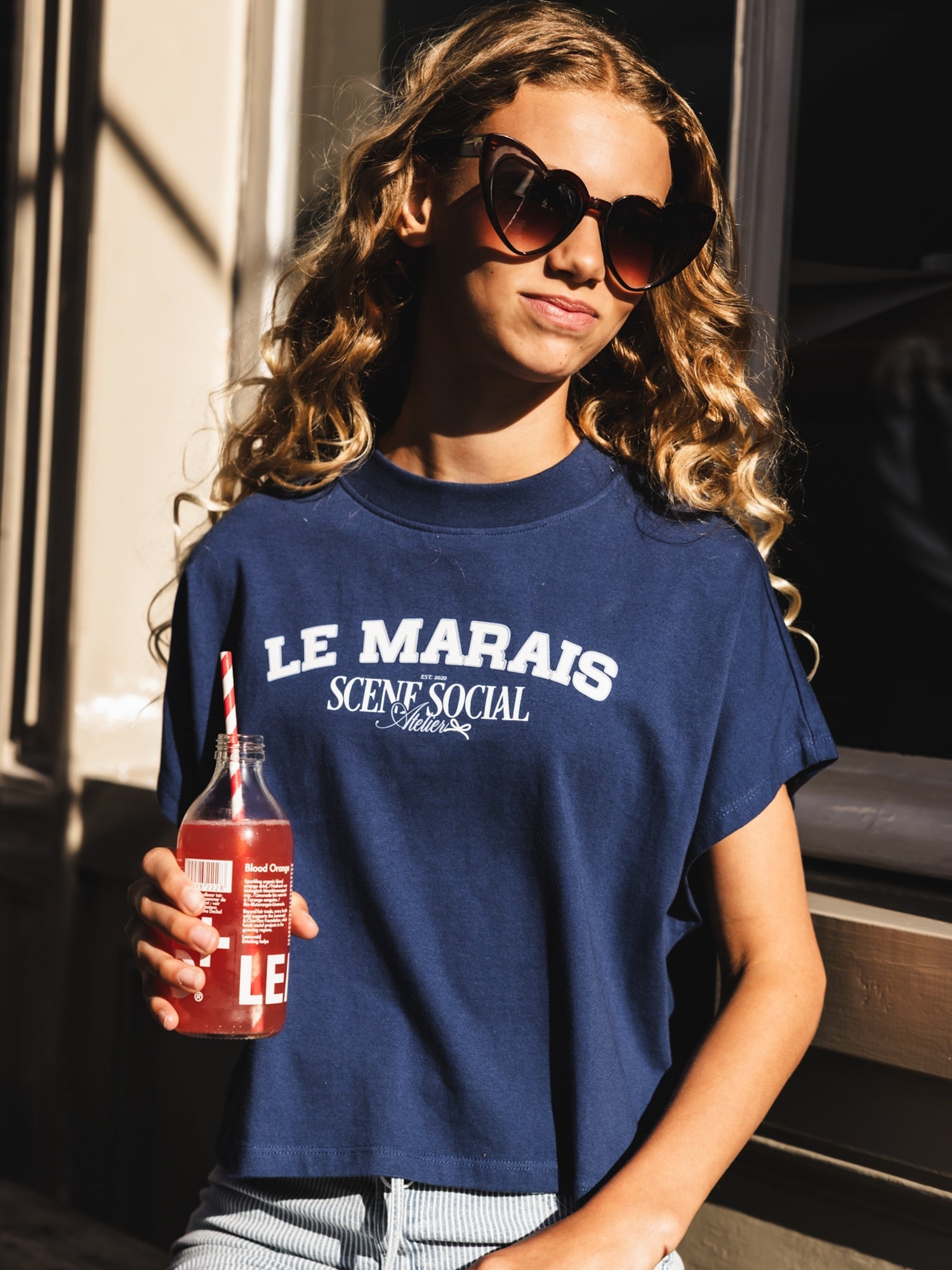 Meisjes T-shirt SS van Looxs 10Sixteen in de kleur INDIGO BLUE in maat 170-176.