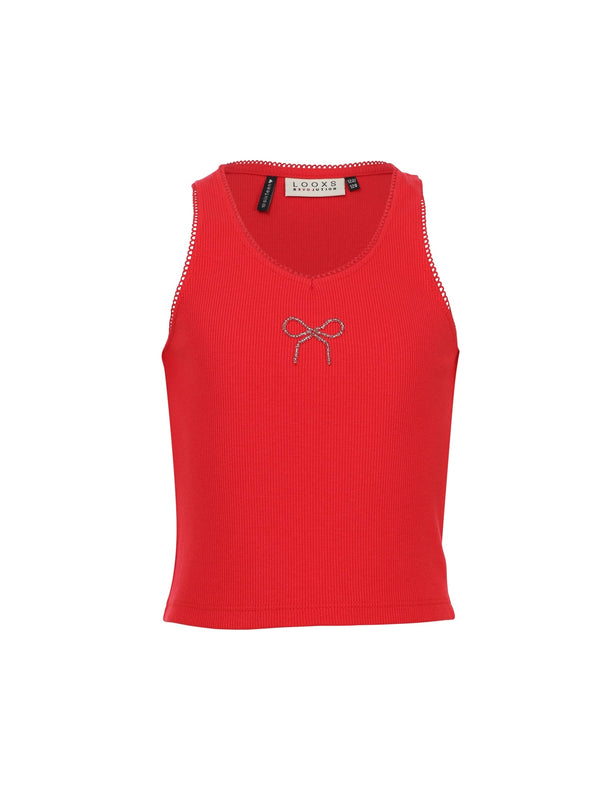 Meisjes Singlet van Looxs 10Sixteen in de kleur Lipstick in maat 170-176.